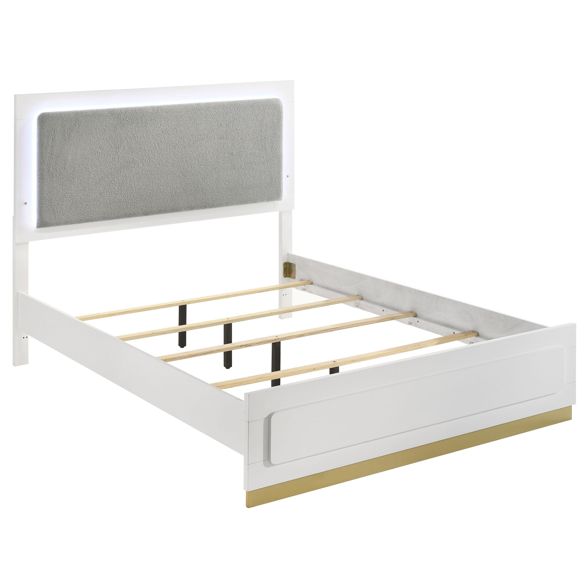 Coaster Furniture Caraway 224771KE Wood Eastern King LED Panel Bed - White - Image 1