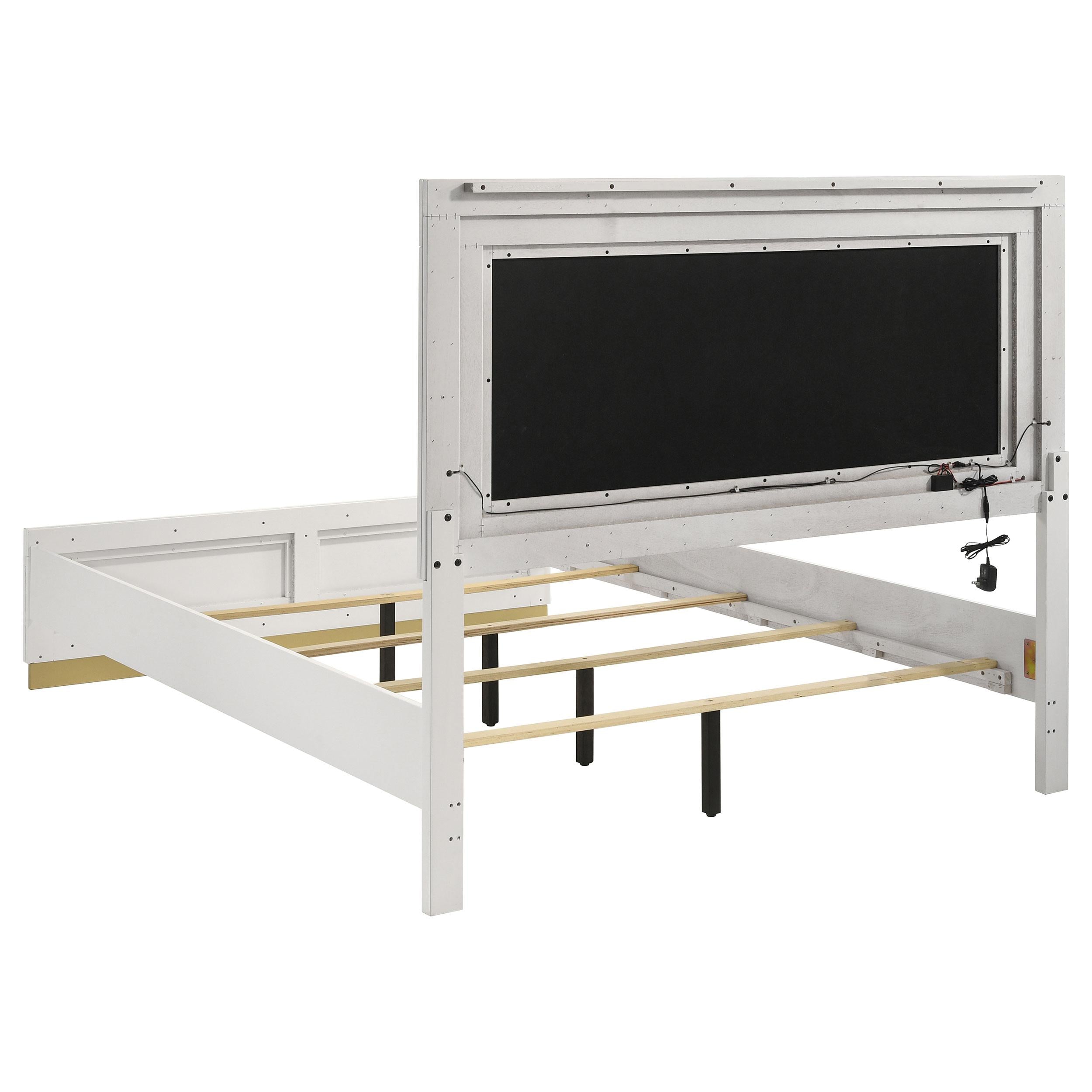 Coaster Furniture Caraway 224771KE Wood Eastern King LED Panel Bed - White - Image 3