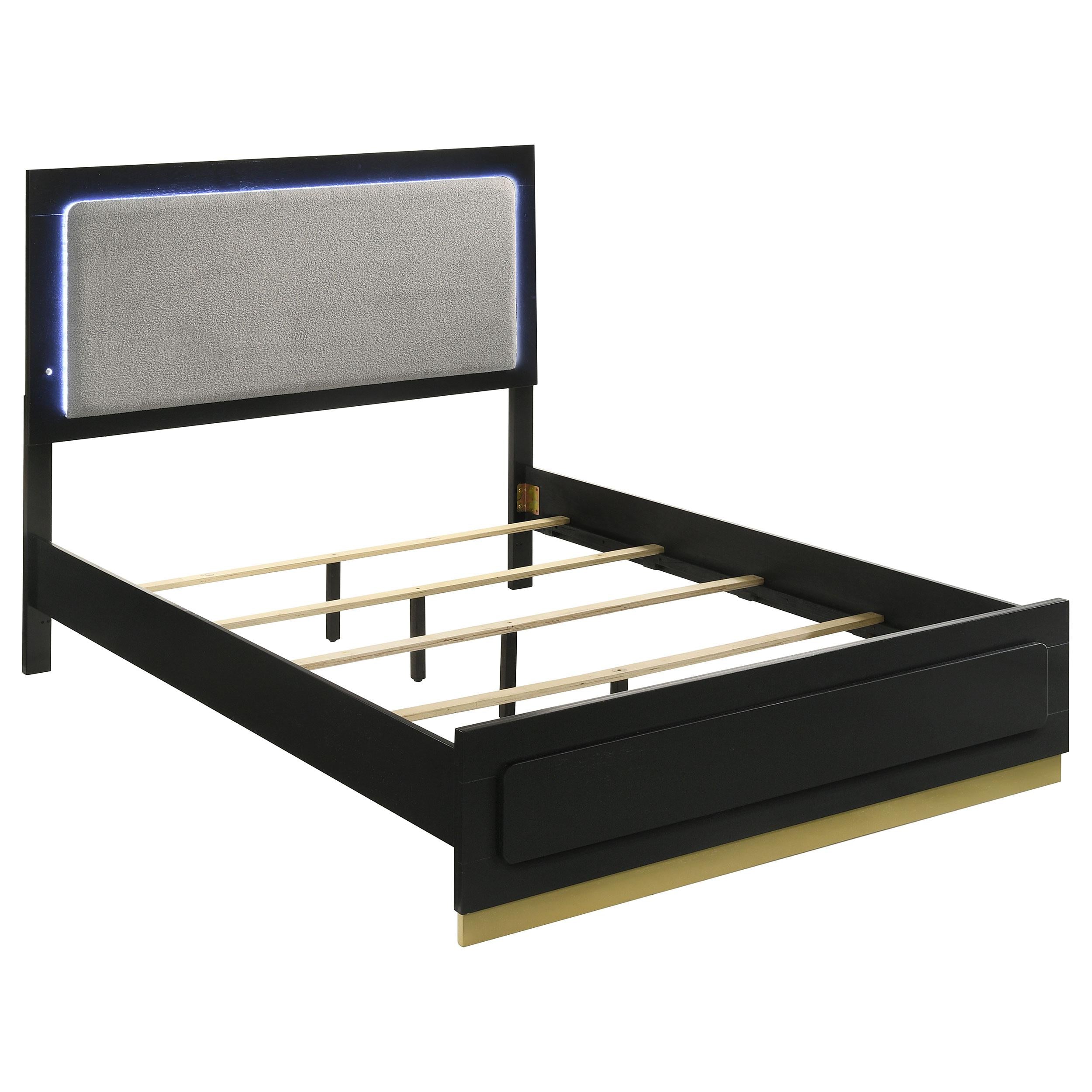 Coaster Furniture Caraway 224781KE Wood Eastern King LED Panel Bed - Black - Image 1