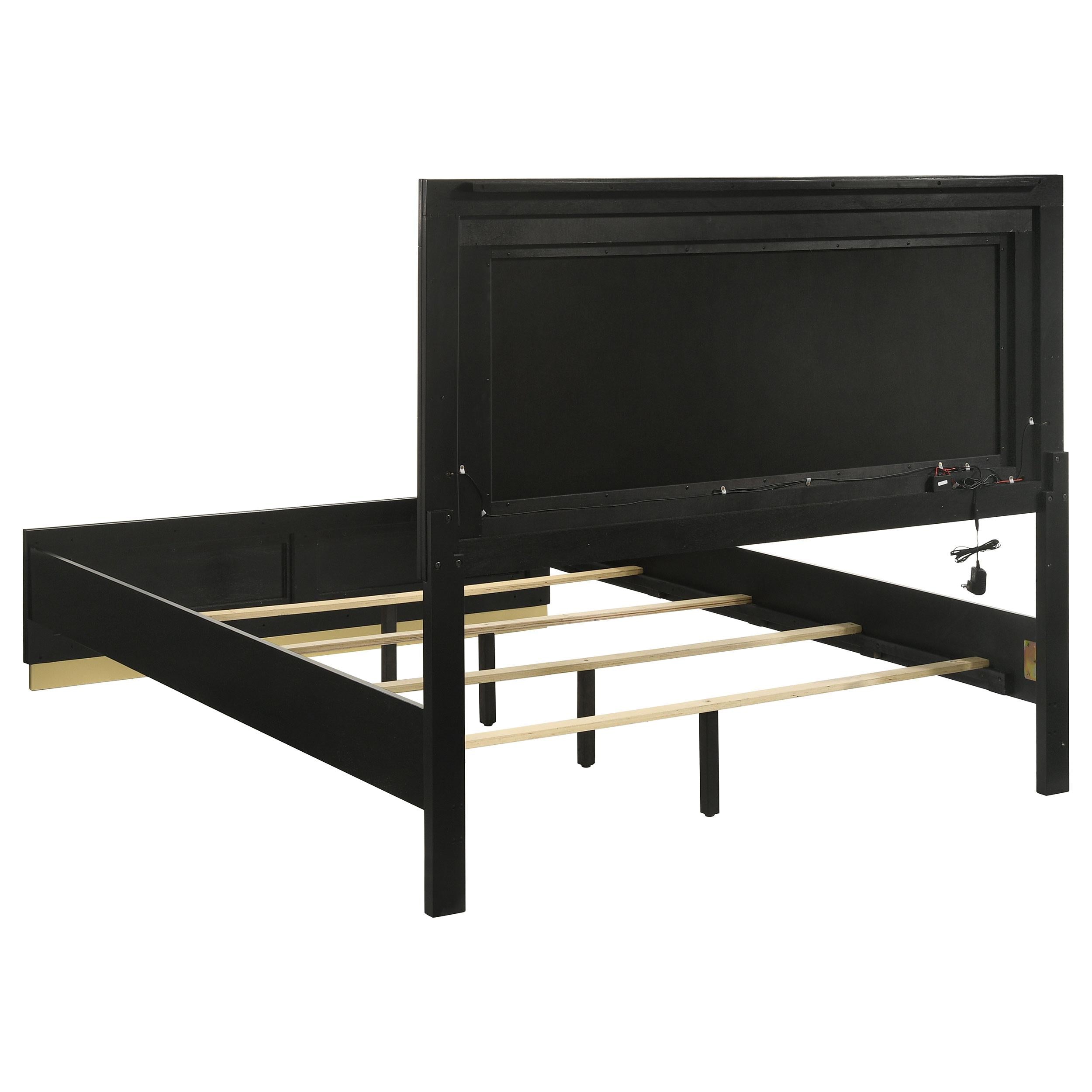 Coaster Furniture Caraway 224781Q Wood Queen LED Panel Bed - Black - Image 3