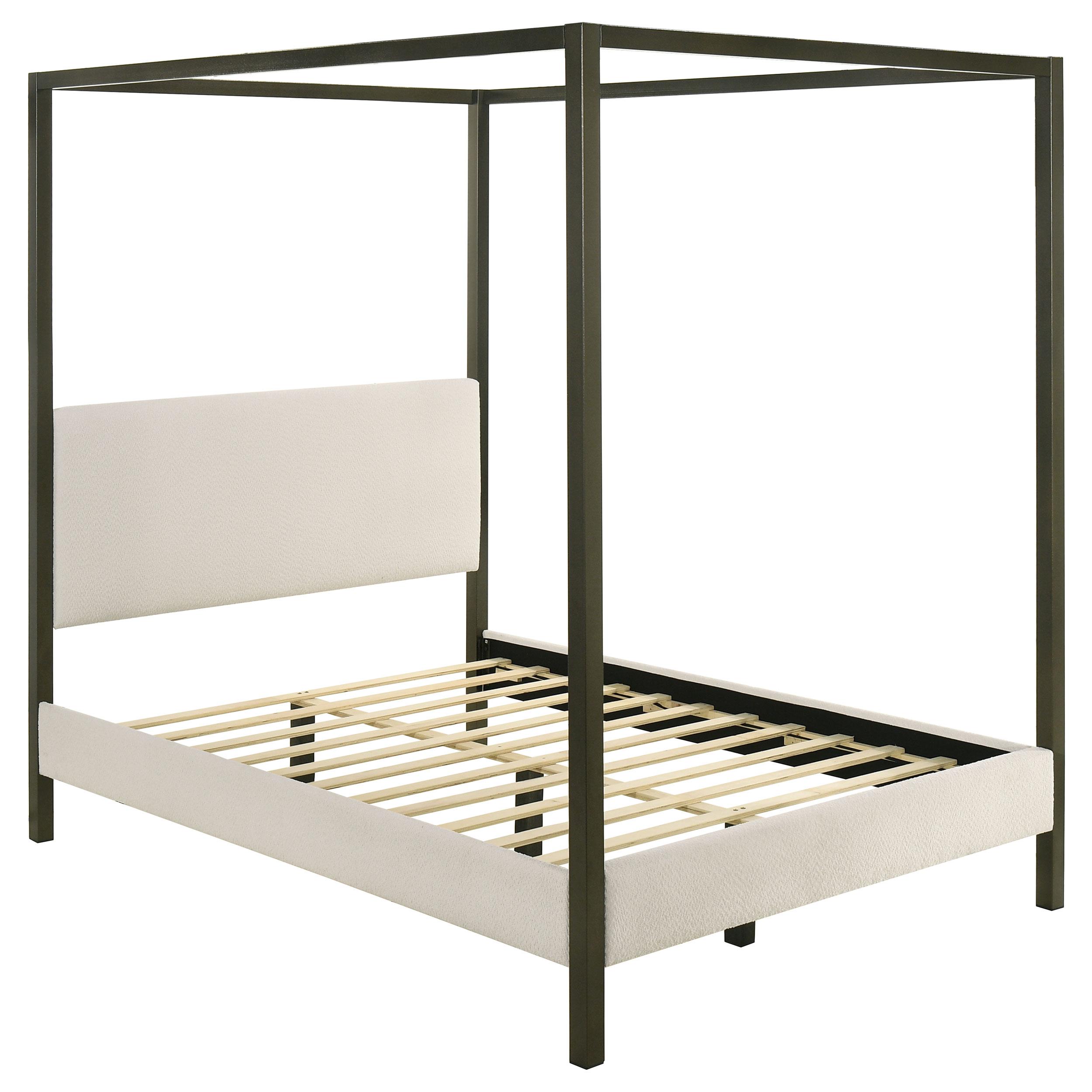 Coaster Furniture Monroe 300834Q Upholstered Queen Canopy Bed - Vanilla - Image 3