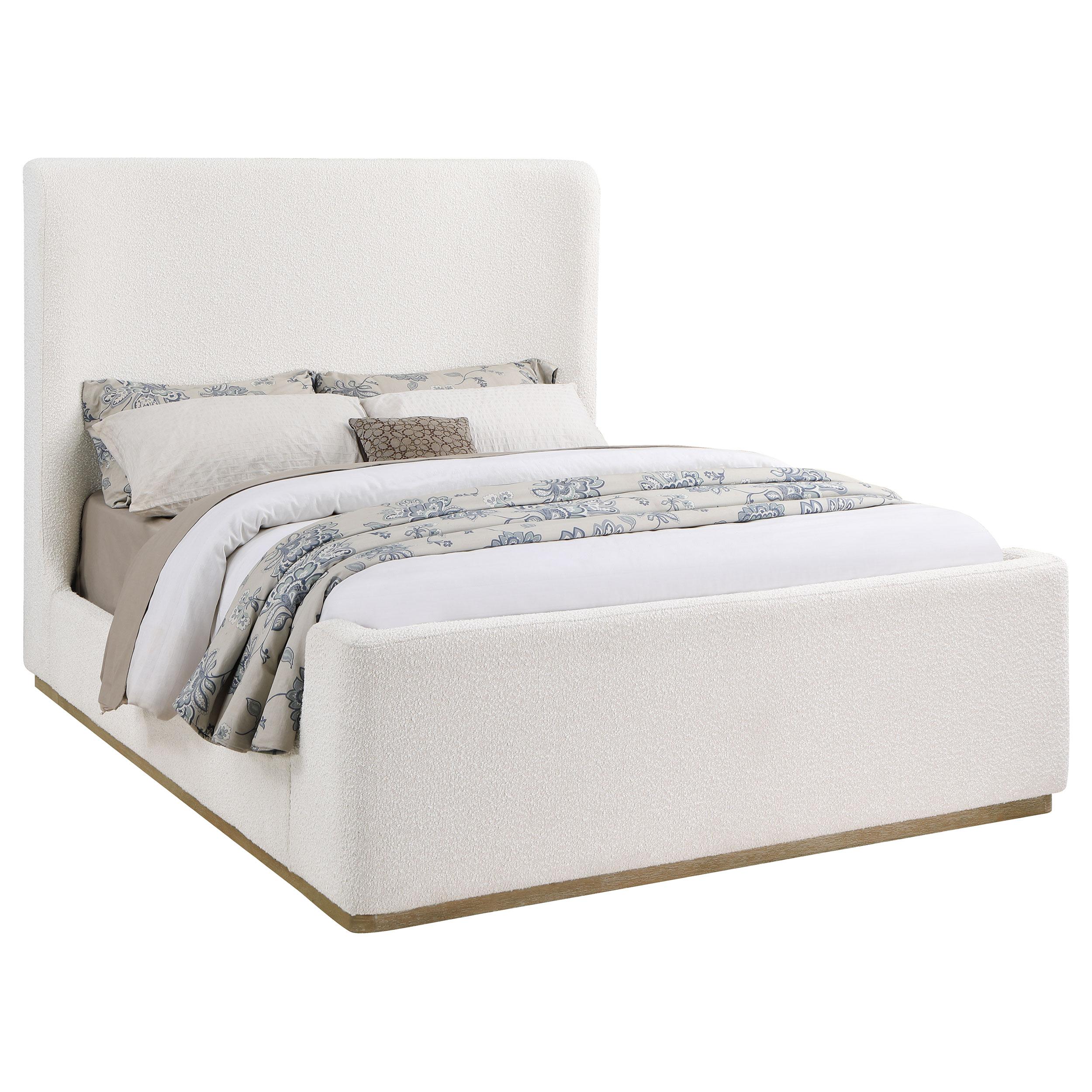 Coaster Furniture Nala 302046KE Upholstered Eastern King Sleigh Bed - Cream - Image 1
