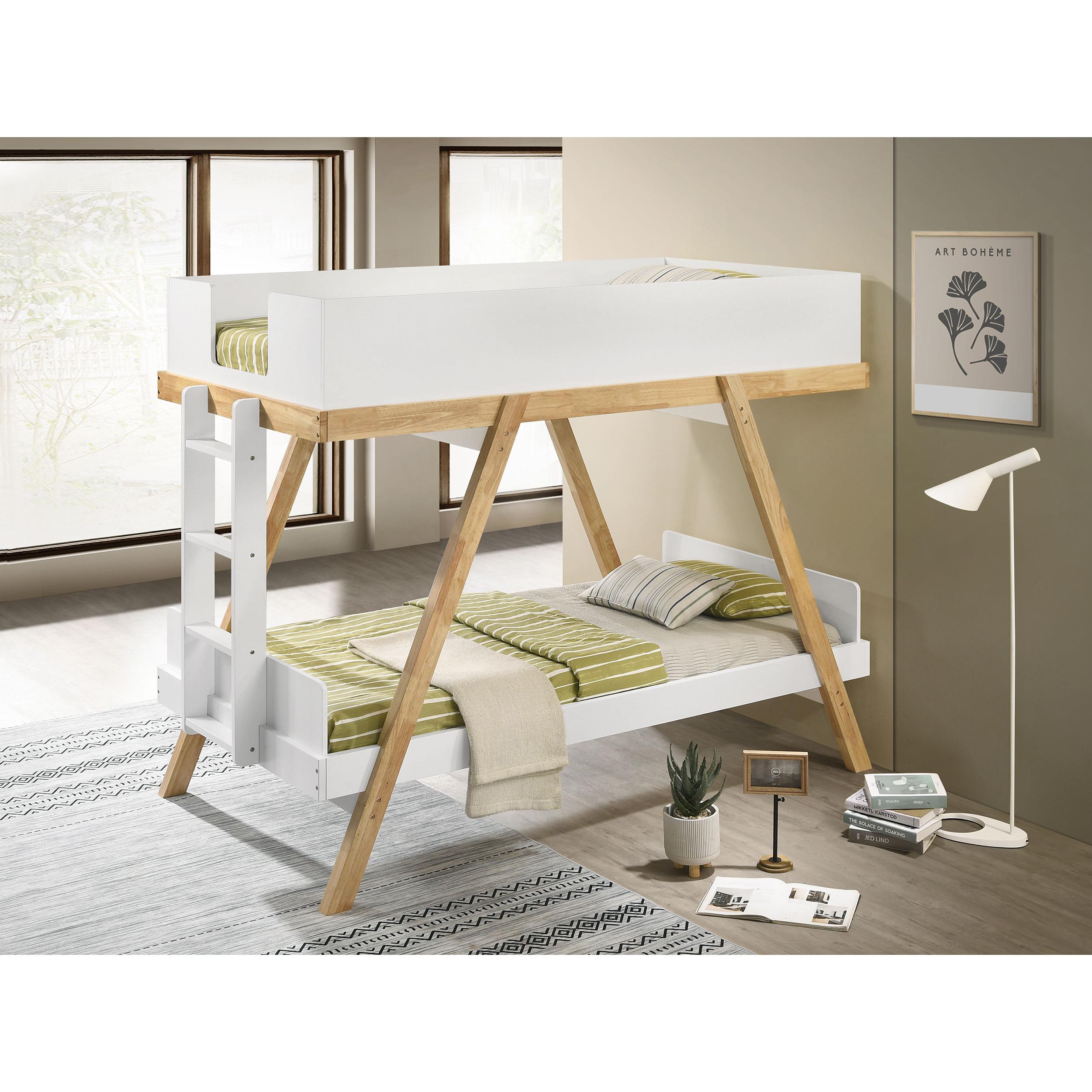 Coaster Furniture Frankie 460570T Wood Twin Over Twin Bunk Bed - White and Natural - Image 2