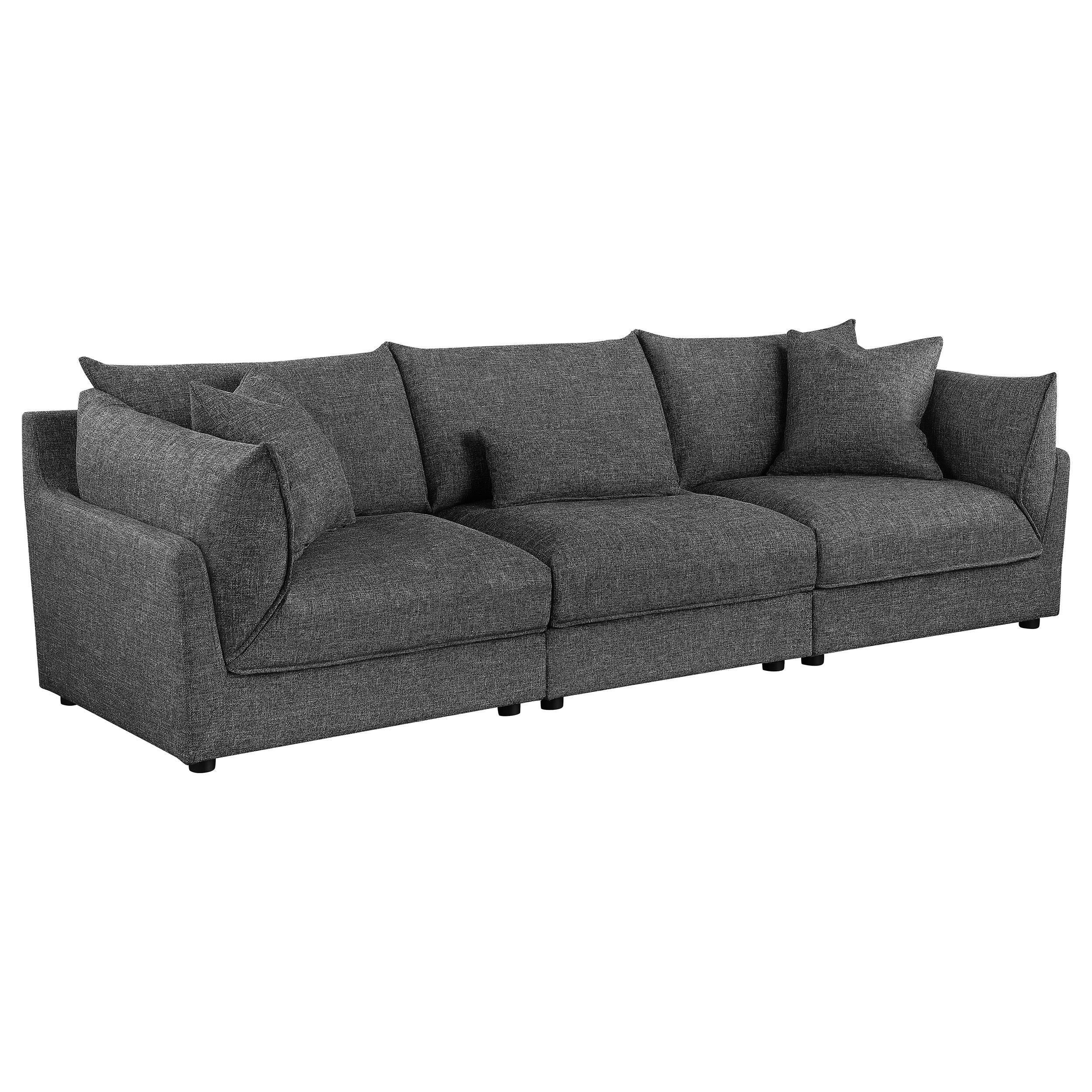 Coaster Furniture Sasha 551681-SETB 3 pc Upholstered Sofa - Barely Black - Image 1