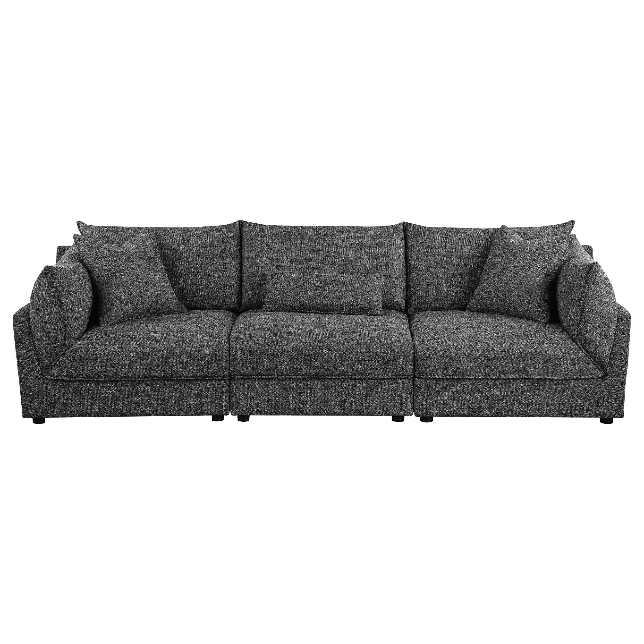 Coaster Furniture Sasha 551681-SETB 3 pc Upholstered Sofa - Barely Black - Image 2
