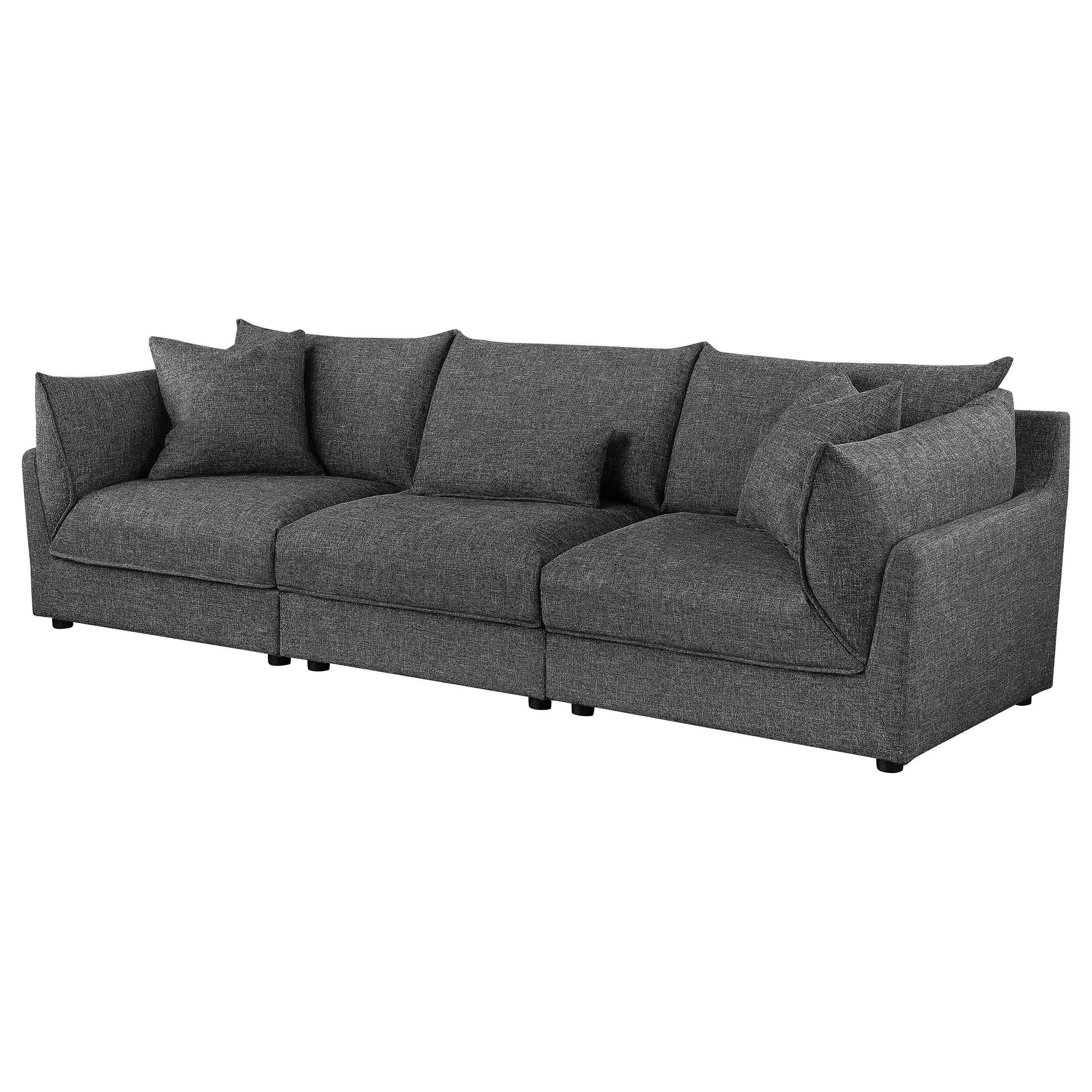 Coaster Furniture Sasha 551681-SETB 3 pc Upholstered Sofa - Barely Black - Image 3