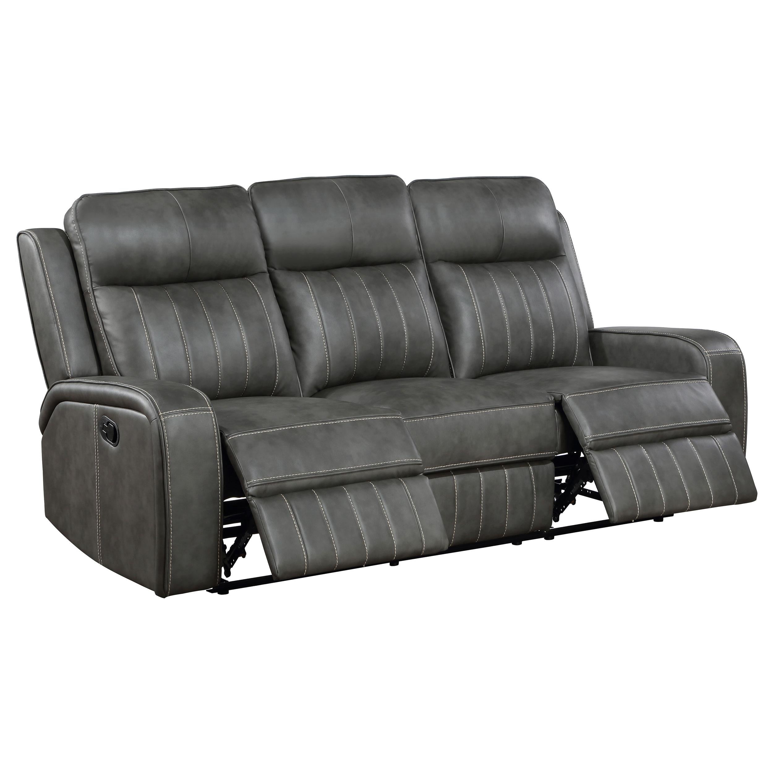 Coaster Furniture Raelynn 603191 Upholstered Track Arm Motion Sofa - Grey - Image 3