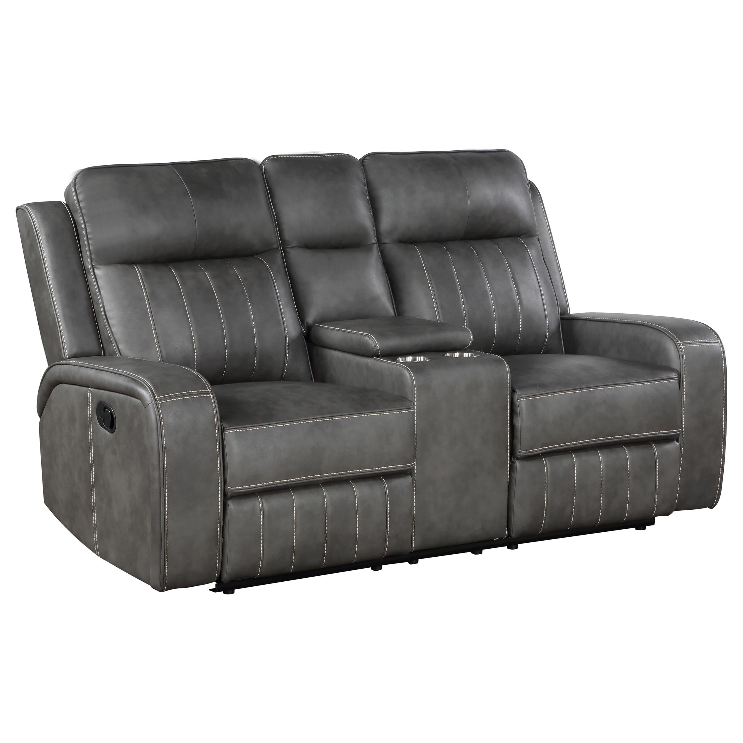 Coaster Furniture Raelynn 603192 Upholstered Track Arm Motion Loveseat - Grey - Image 1