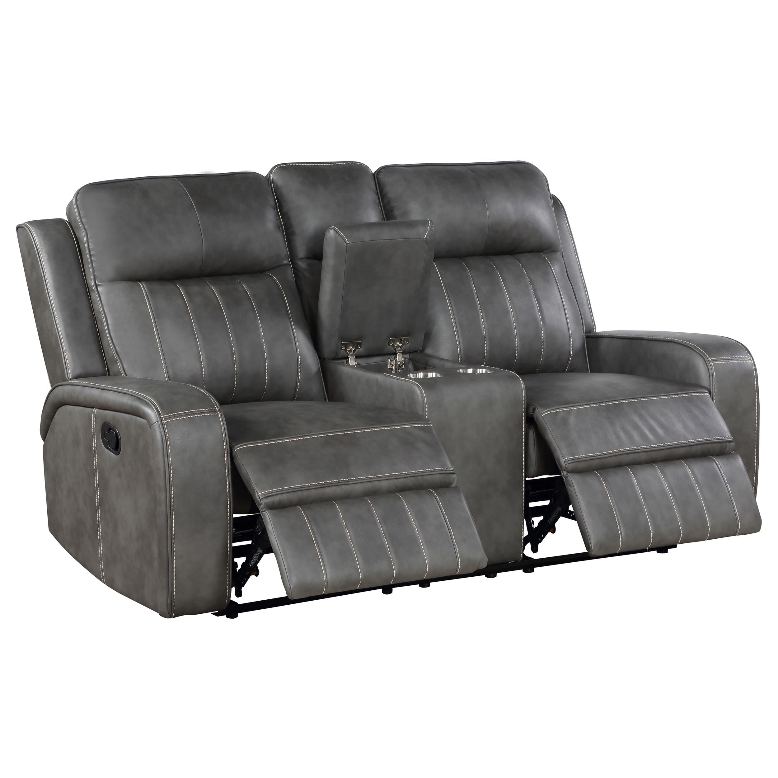 Coaster Furniture Raelynn 603192 Upholstered Track Arm Motion Loveseat - Grey - Image 3