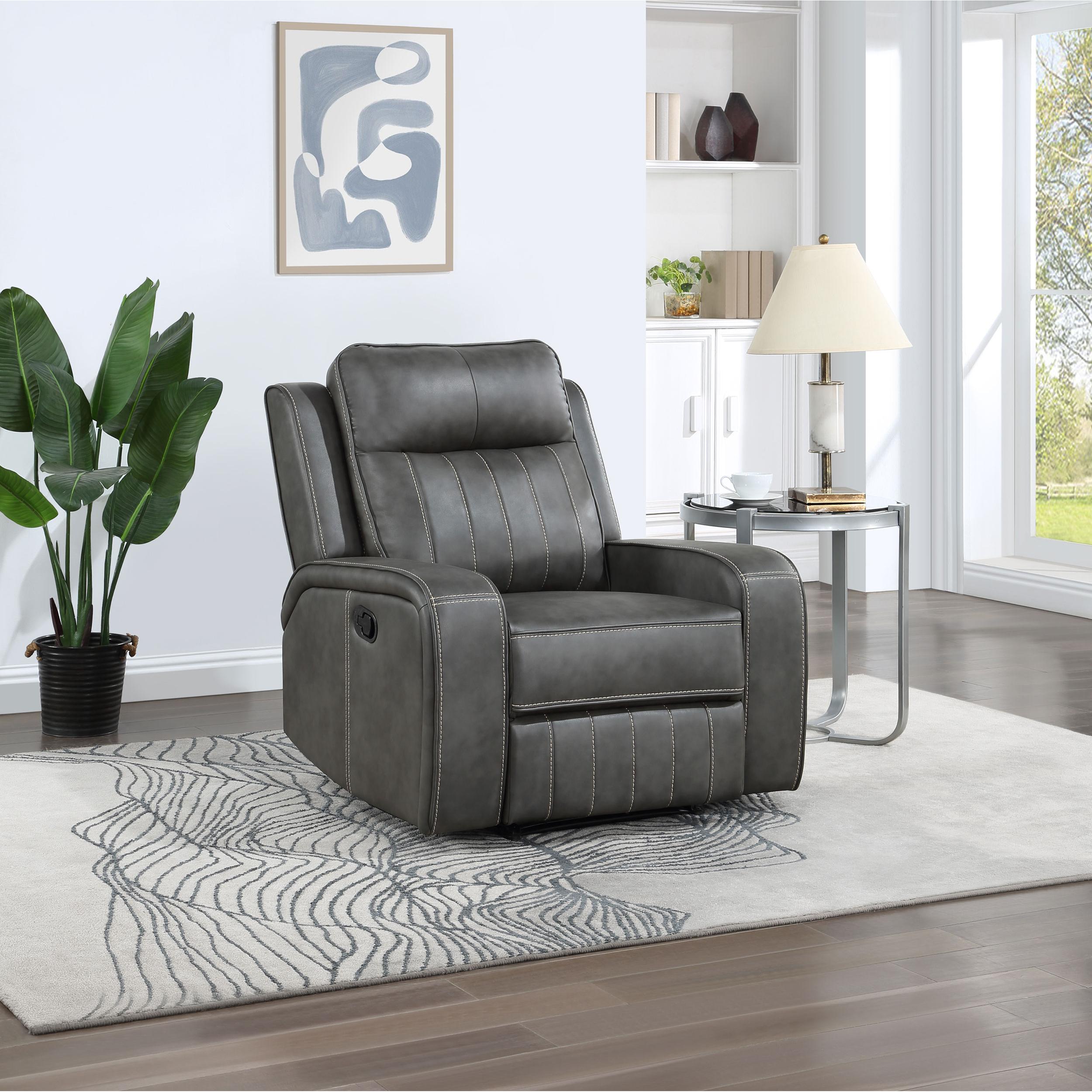 Coaster Furniture Raelynn 603193 Upholstered Track Arm Recliner - Grey - Image 2