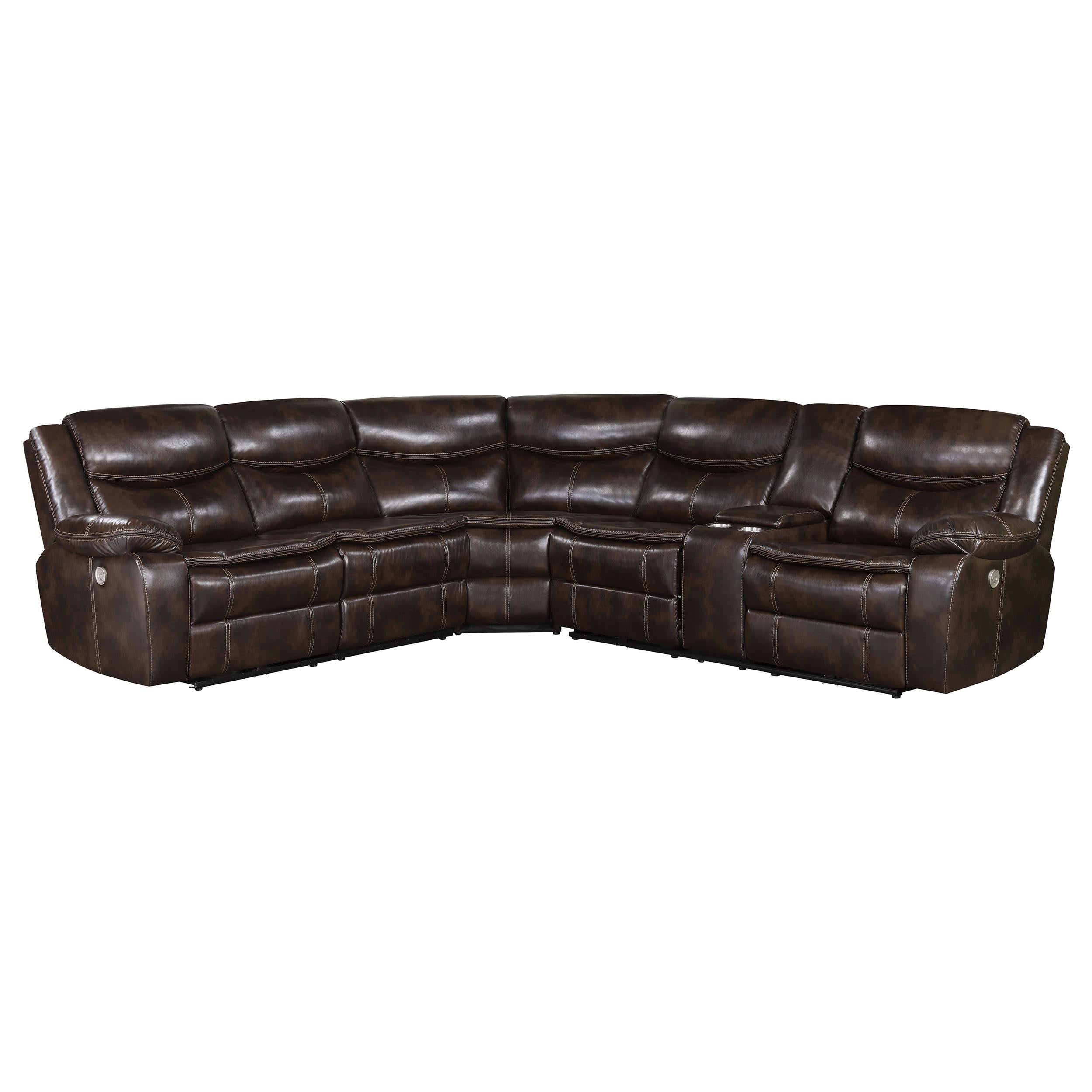 Coaster Furniture Sycamore 610200P Upholstered Power Reclining Sectional Sofa - Grey - Image 1