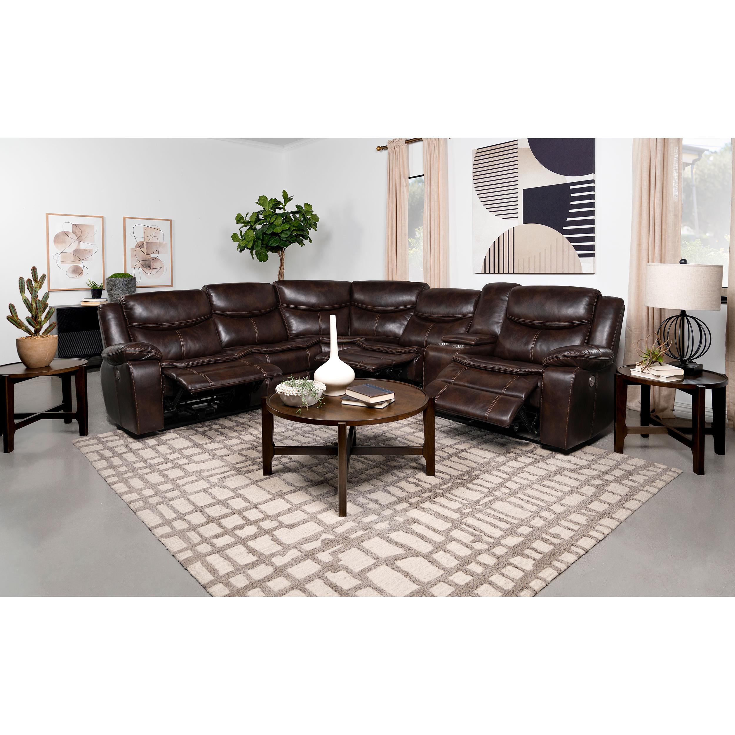 Coaster Furniture Sycamore 610200P Upholstered Power Reclining Sectional Sofa - Grey - Image 3