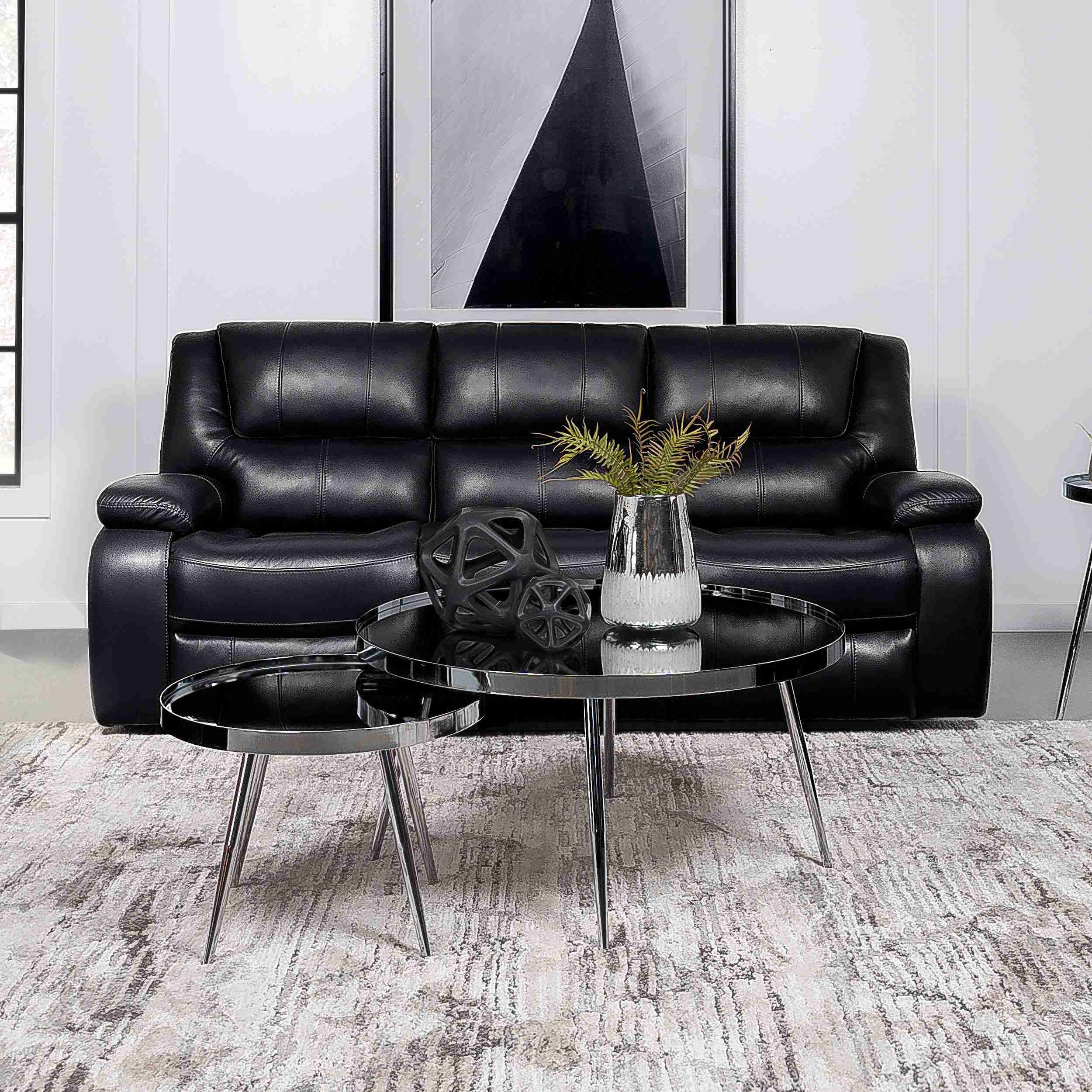 Coaster Furniture Camila 610244 Upholstered Motion Reclining Sofa - Black - Image 2