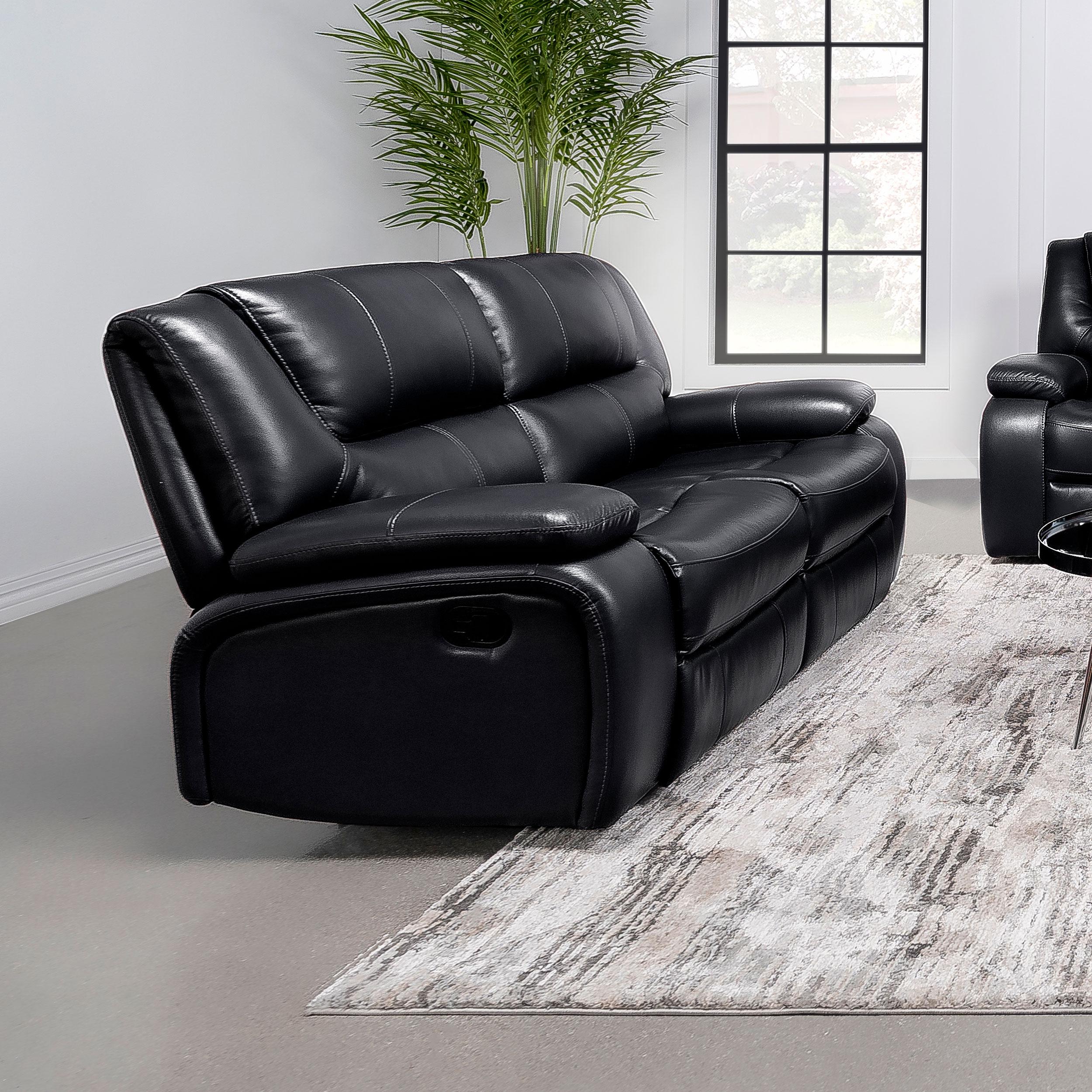 Coaster Furniture Camila 610245 Upholstered Motion Reclining Loveseat - Black - Image 2