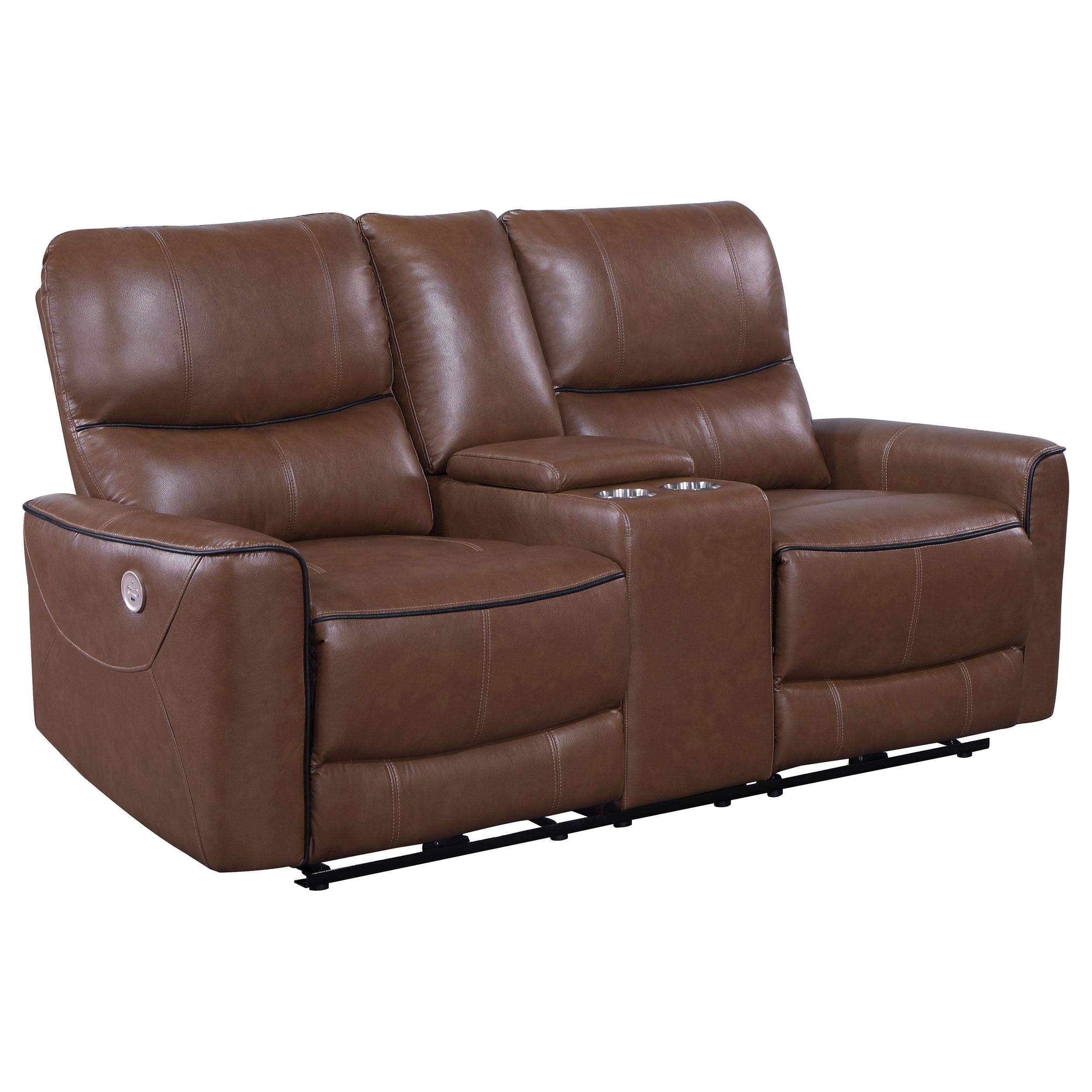 Coaster Furniture Greenfield 610265P Upholstered Power Reclining Loveseat – Saddle Brown