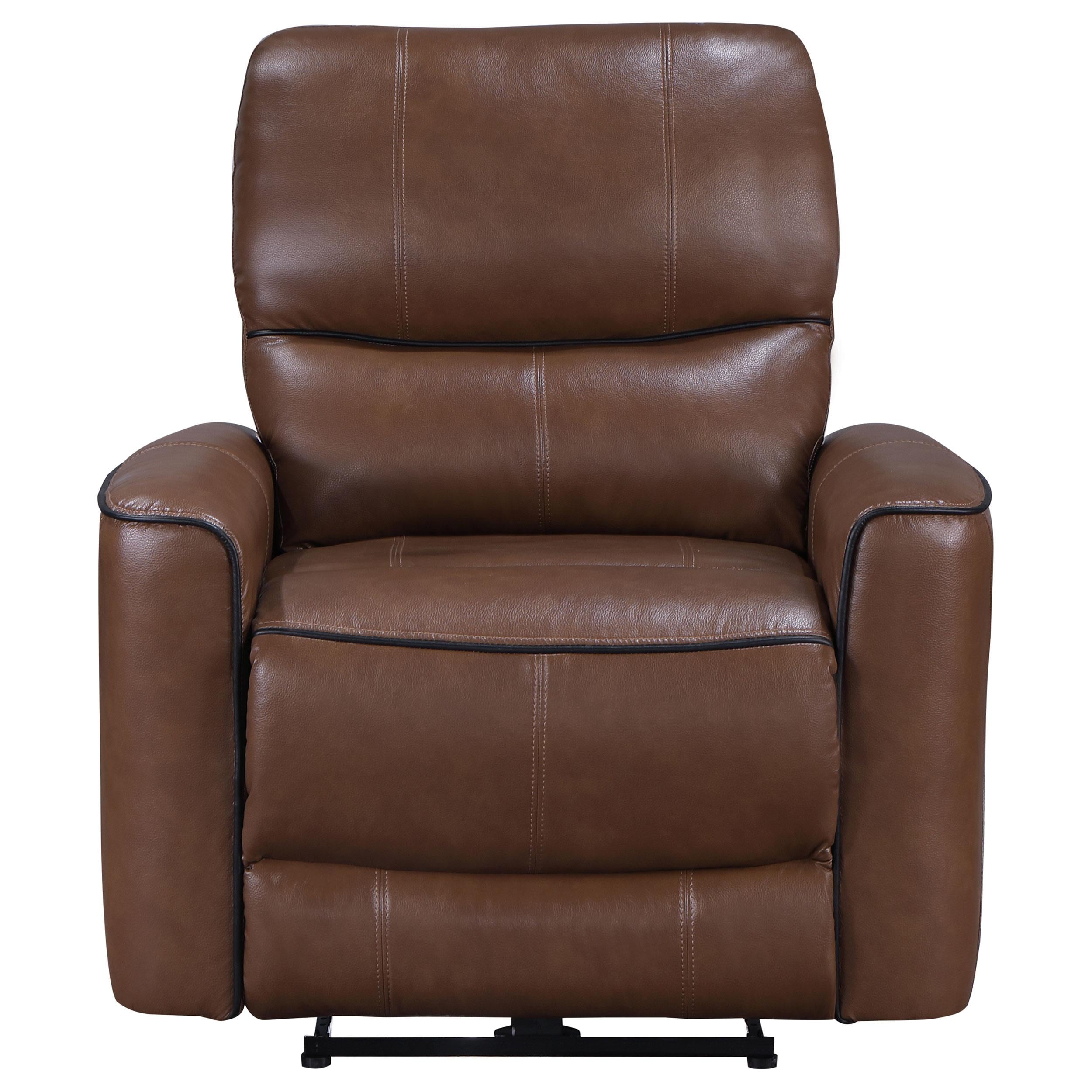 Coaster Furniture Greenfield 610266P Upholstered Power Recliner Chair - Saddle Brown - Image 3