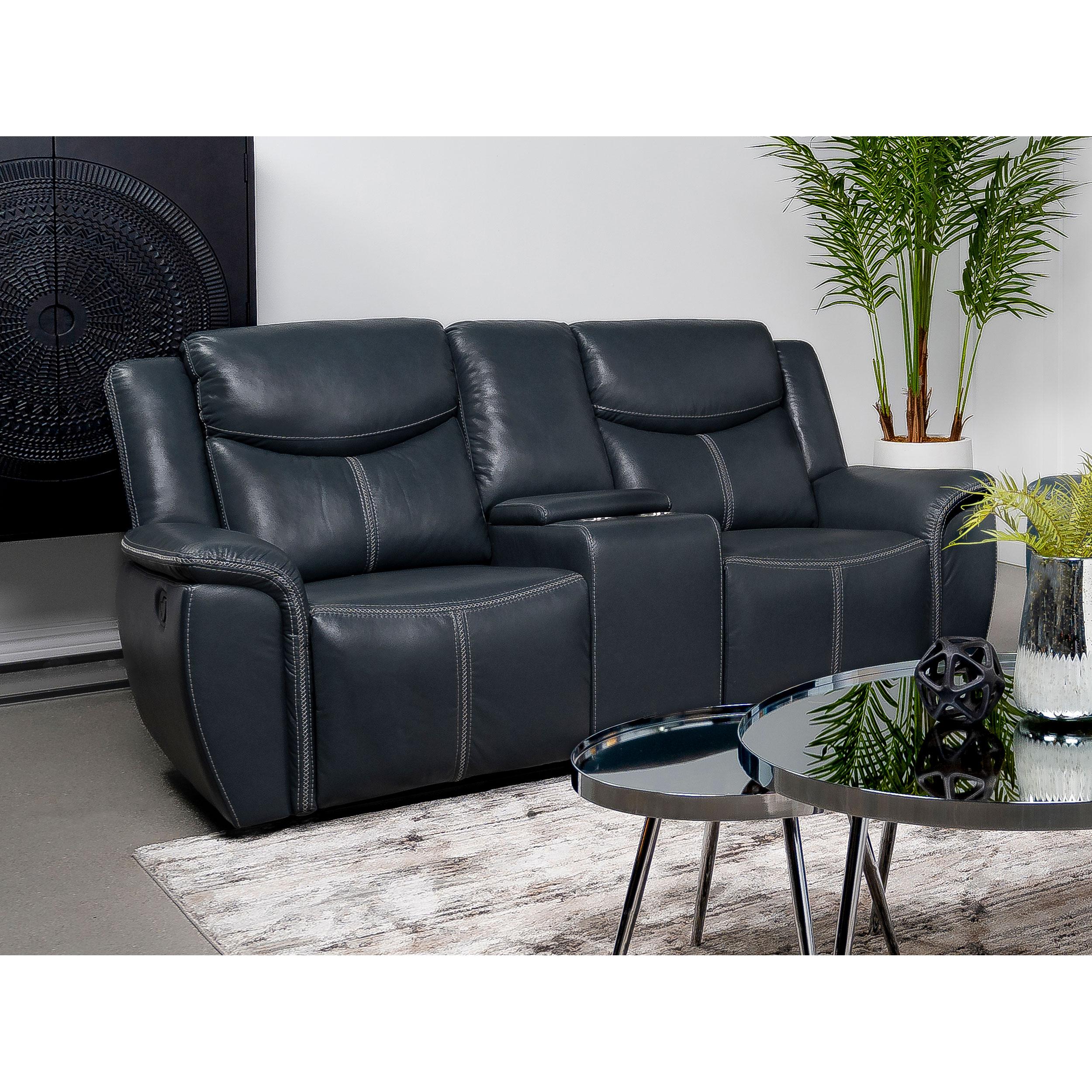 Coaster Furniture Sloane 610272 Upholstered Padded Arm Reclining Loveseat - Blue - Image 2