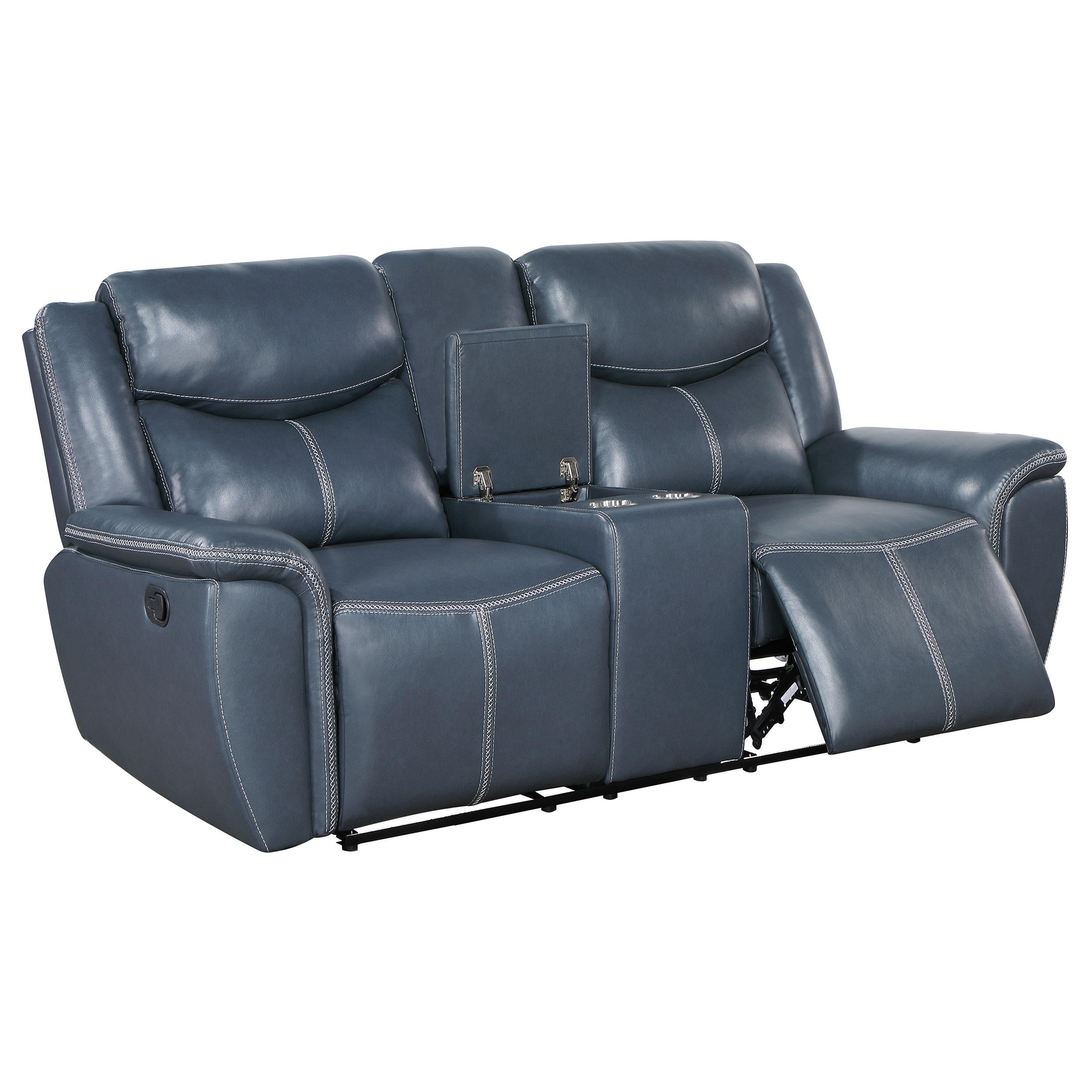 Coaster Furniture Sloane 610272 Upholstered Padded Arm Reclining Loveseat - Blue - Image 3