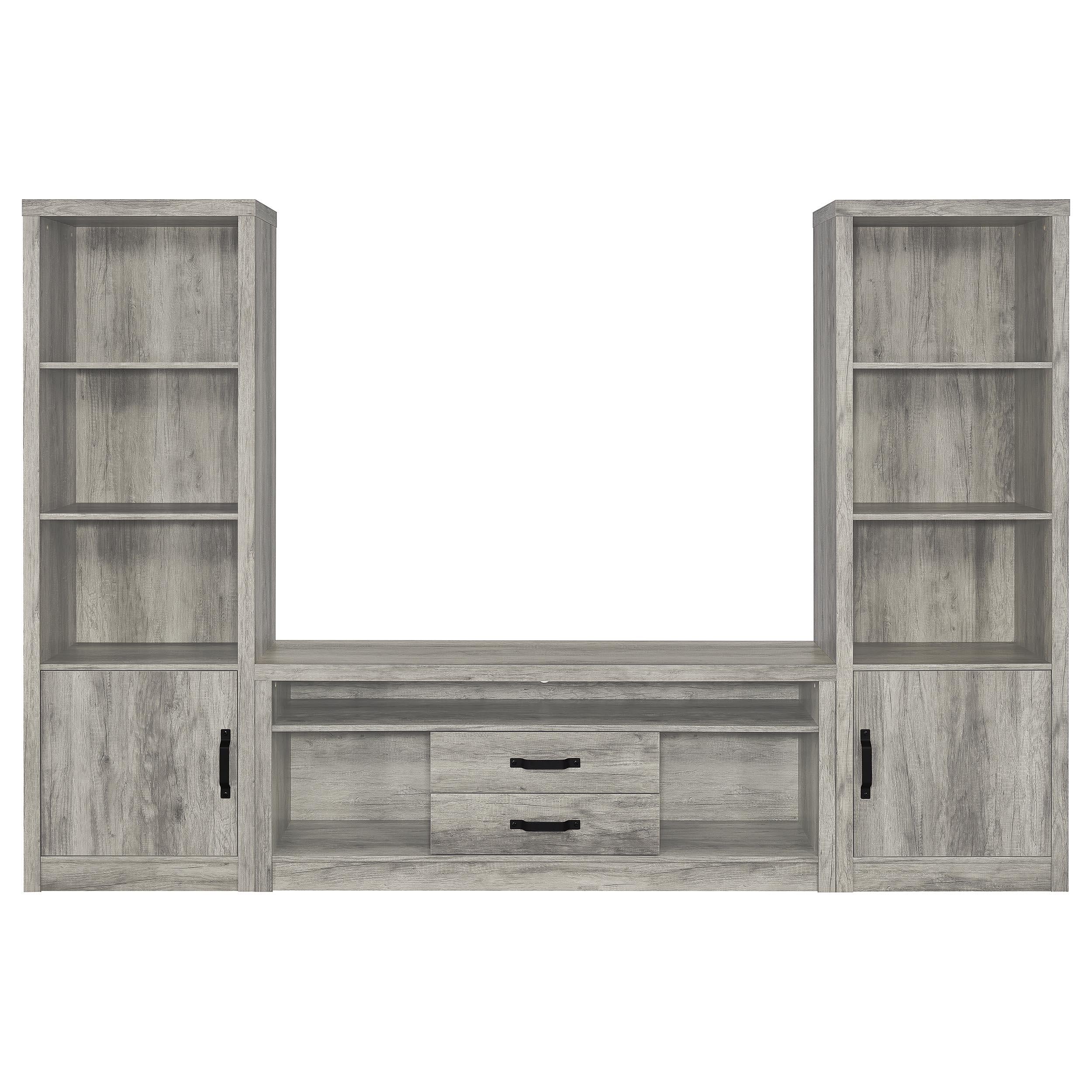 Coaster Furniture Burke 701024-SET 3-Piece Entertainment Center – Grey Driftwood