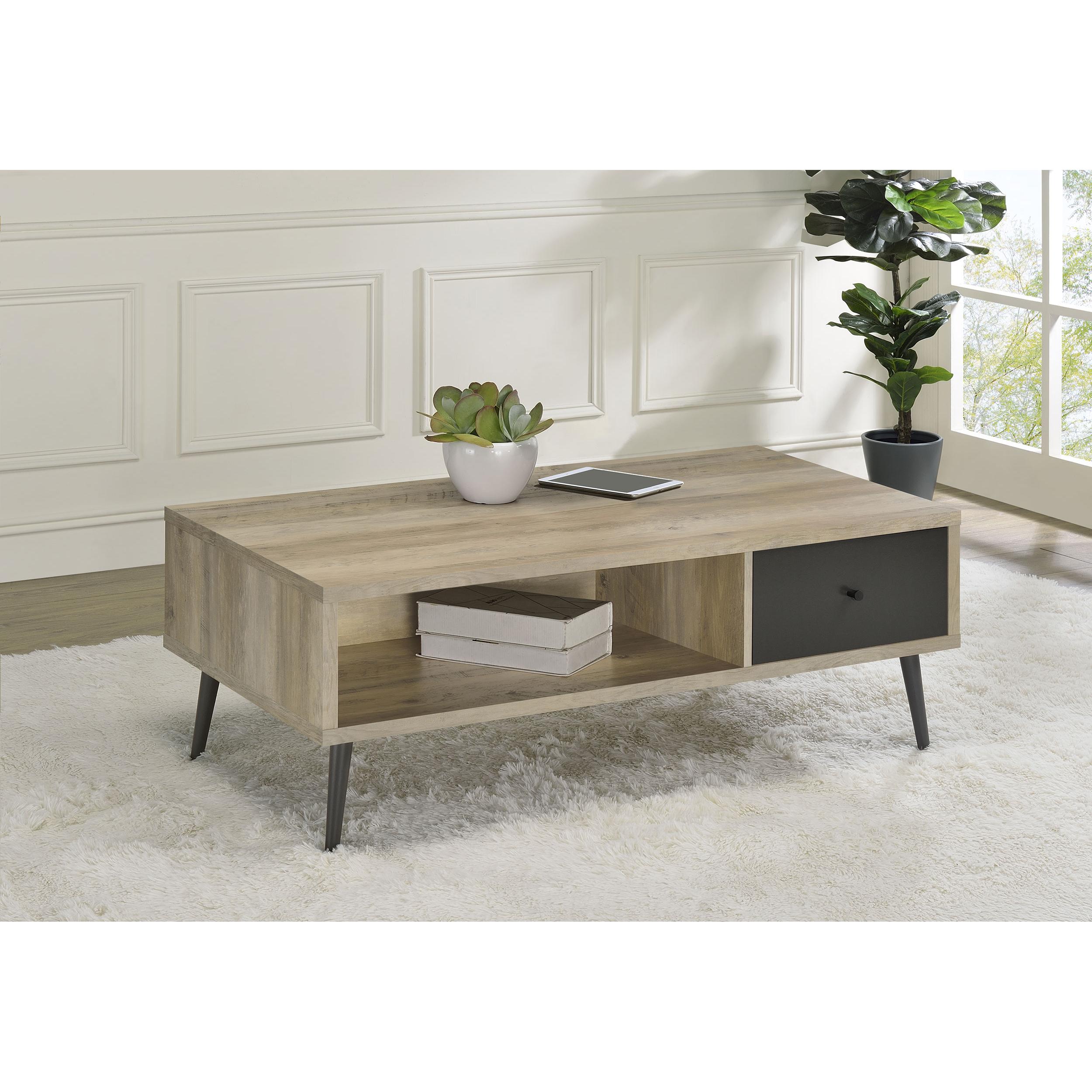 Coaster Furniture Welsh 701038 1-Drawer Engineered Wood Coffee Table - Distressed Pine - Image 2