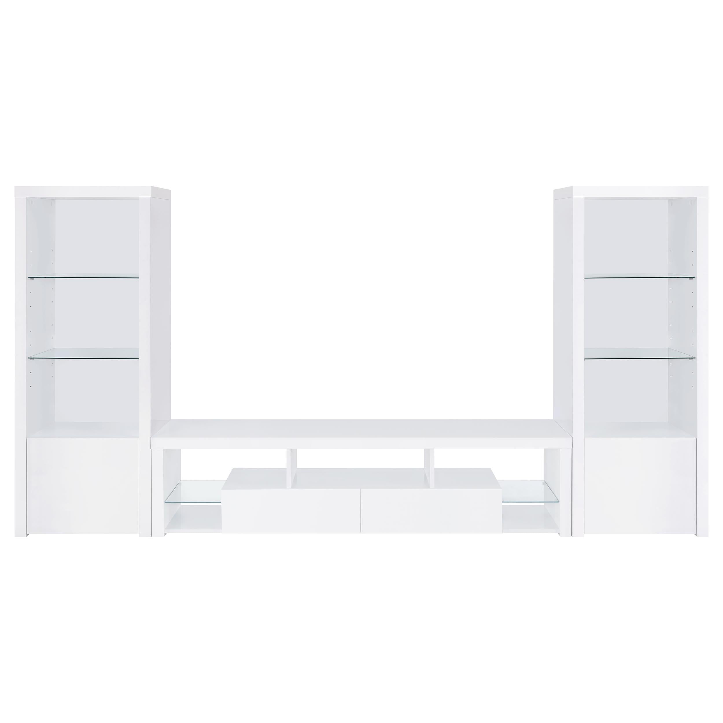 Coaster Furniture Jude 704251-SET 3-Piece Entertainment Center with 71" TV Stand - White High Gloss - Image 1