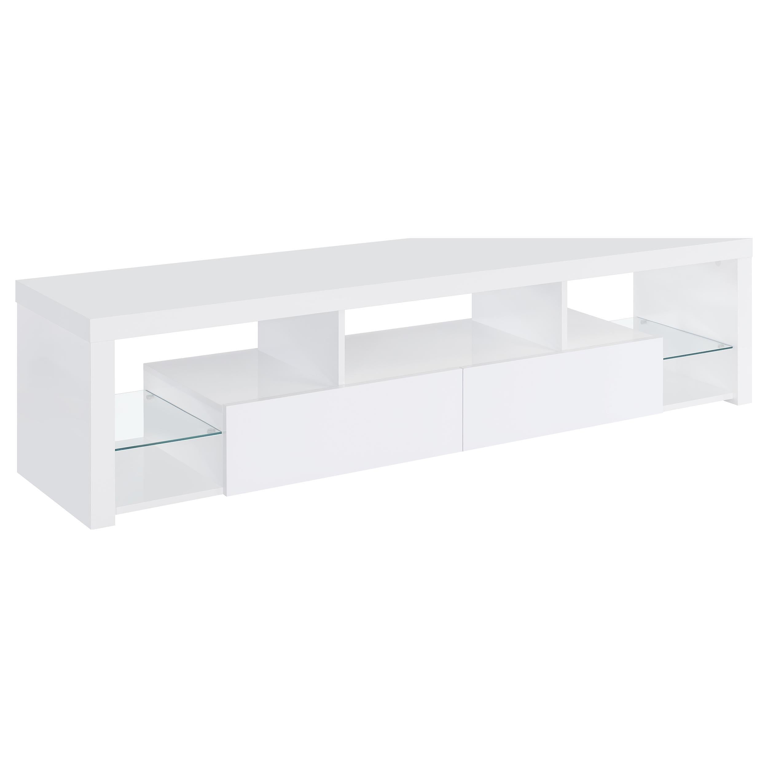 Coaster Furniture Jude 704251-SET 3-Piece Entertainment Center with 71" TV Stand - White High Gloss - Image 2