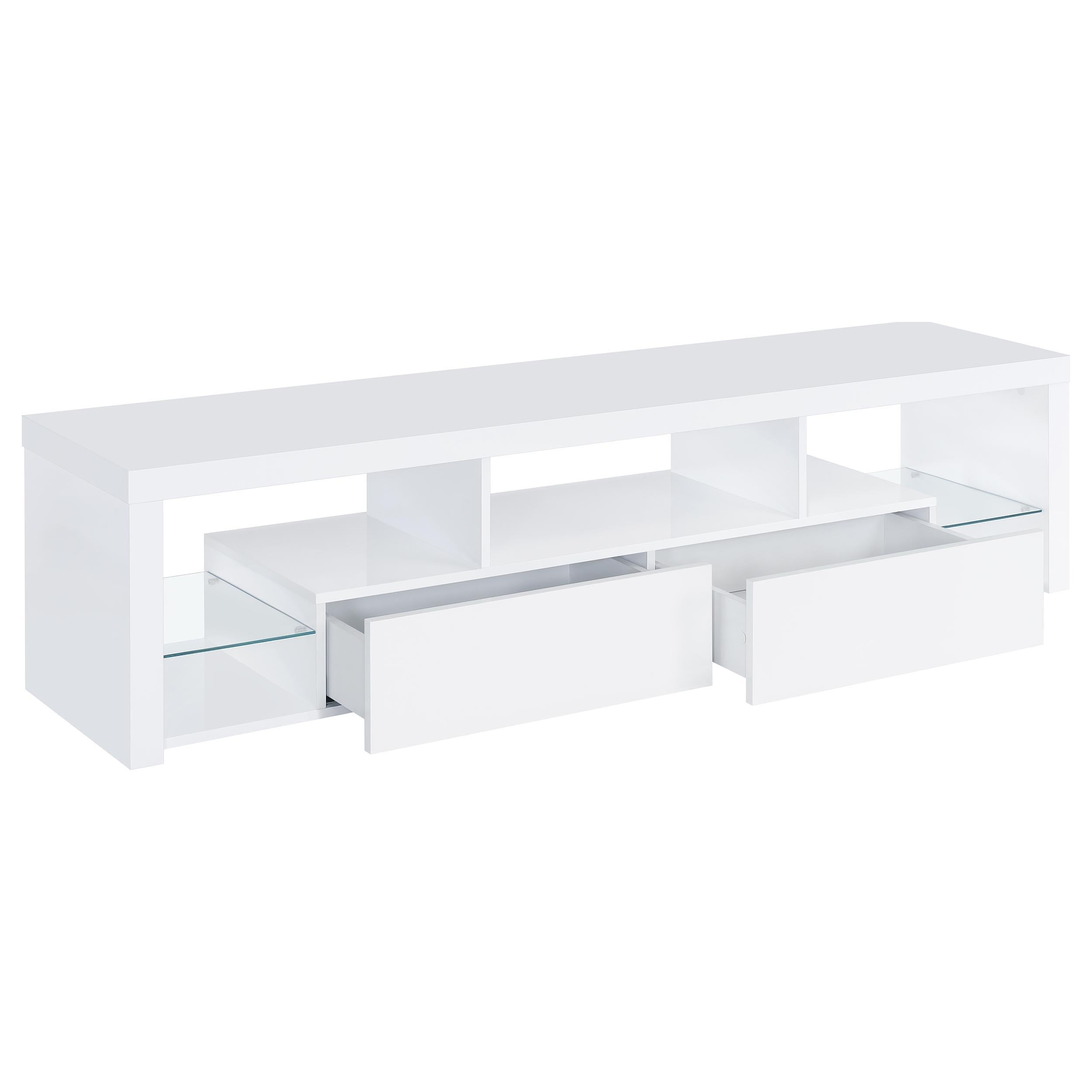 Coaster Furniture Jude 704251-SET 3-Piece Entertainment Center with 71" TV Stand - White High Gloss - Image 3