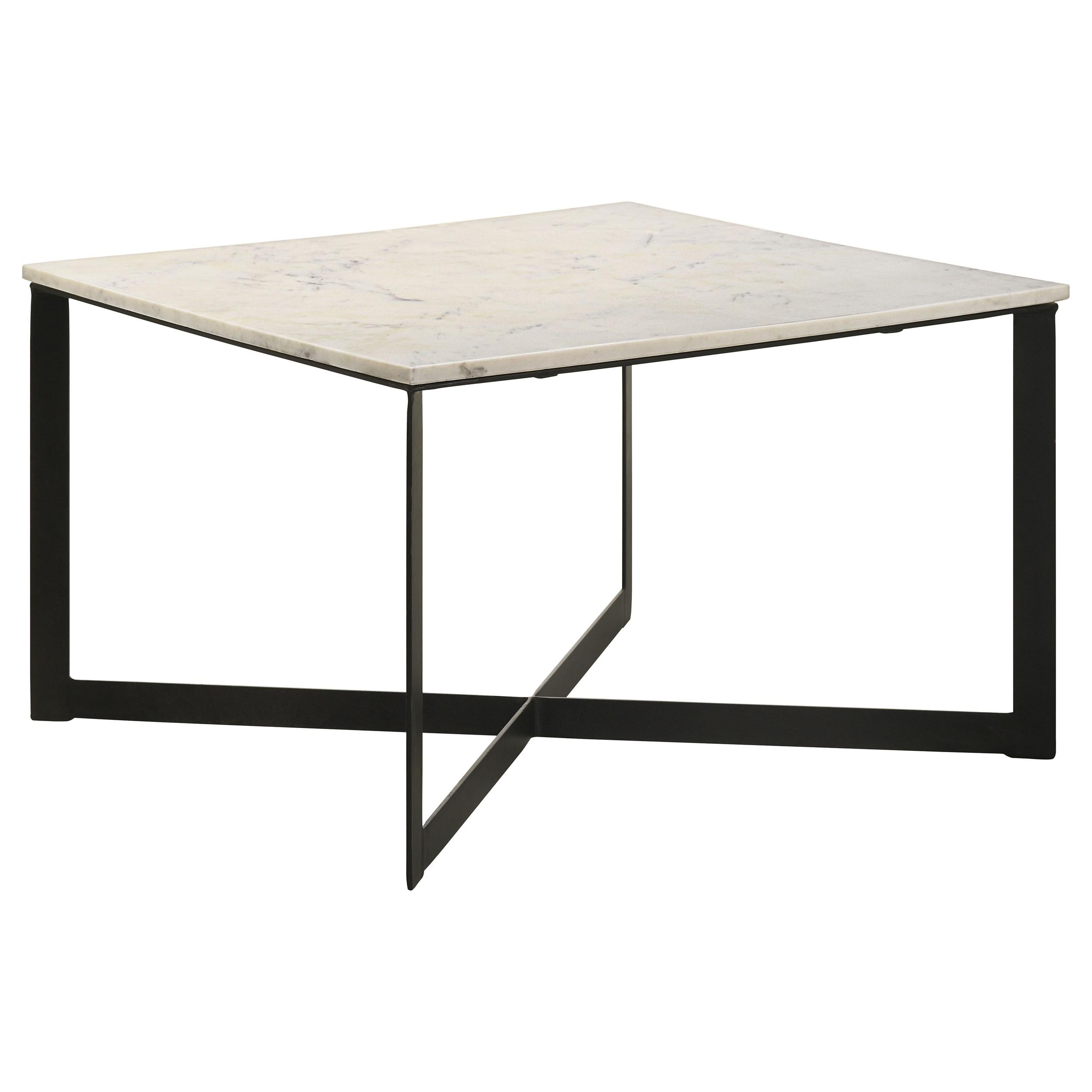 Coaster Furniture Tobin 707698 Square Marble Top Coffee Table - White and Black - Image 1