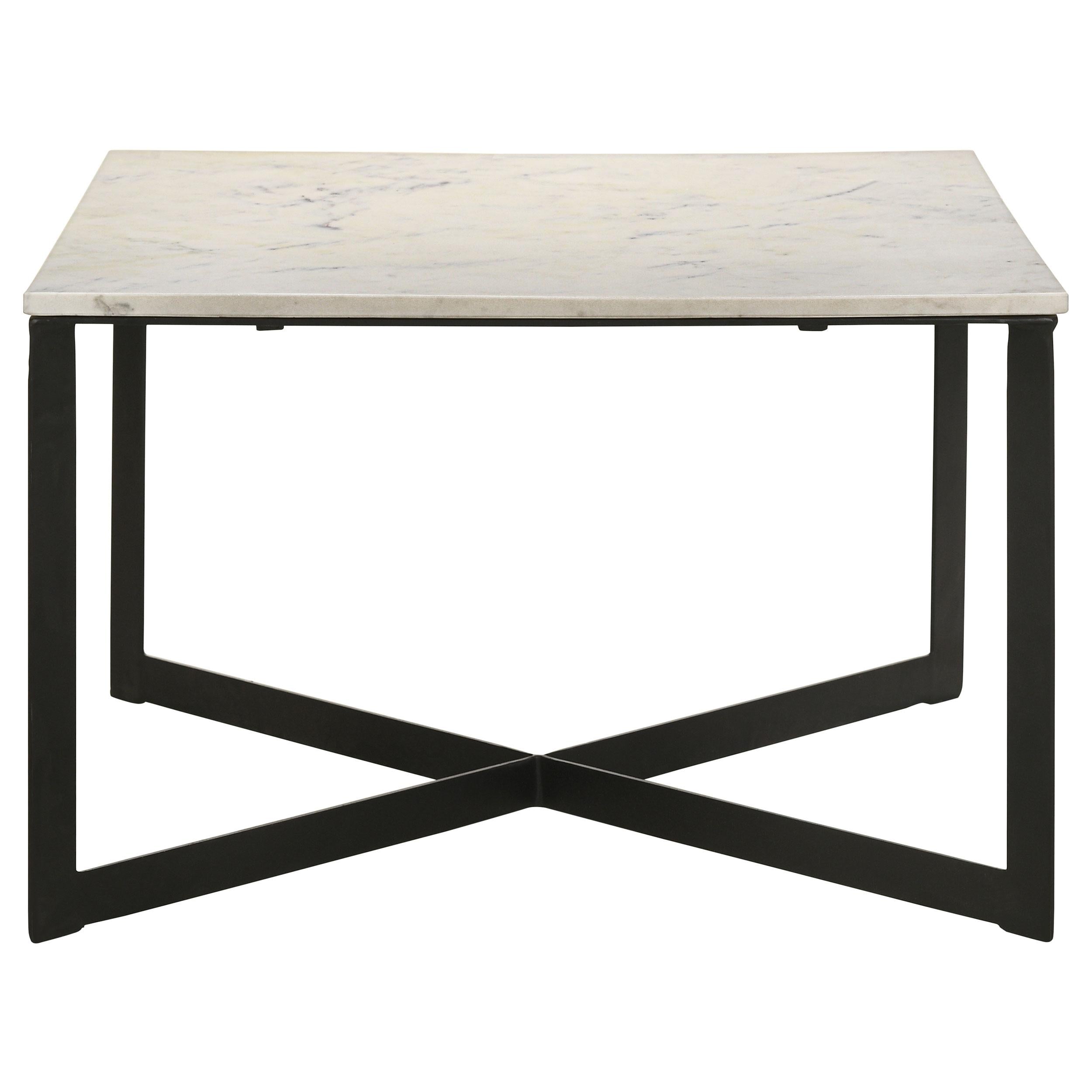 Coaster Furniture Tobin 707698 Square Marble Top Coffee Table - White and Black - Image 3