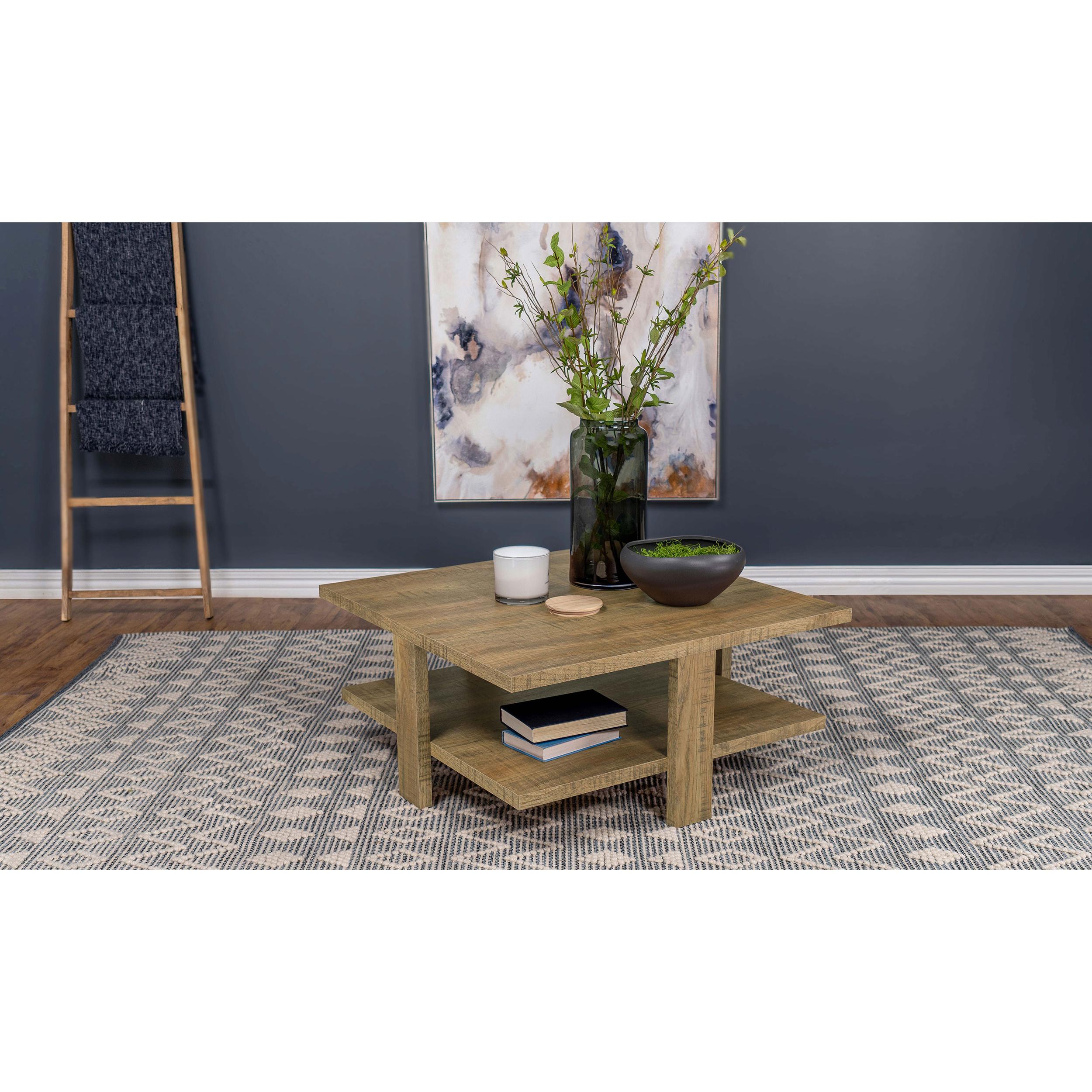 Coaster Furniture Dawn 707718 Square Engineered Wood Coffee Table - Mango Brown - Image 2
