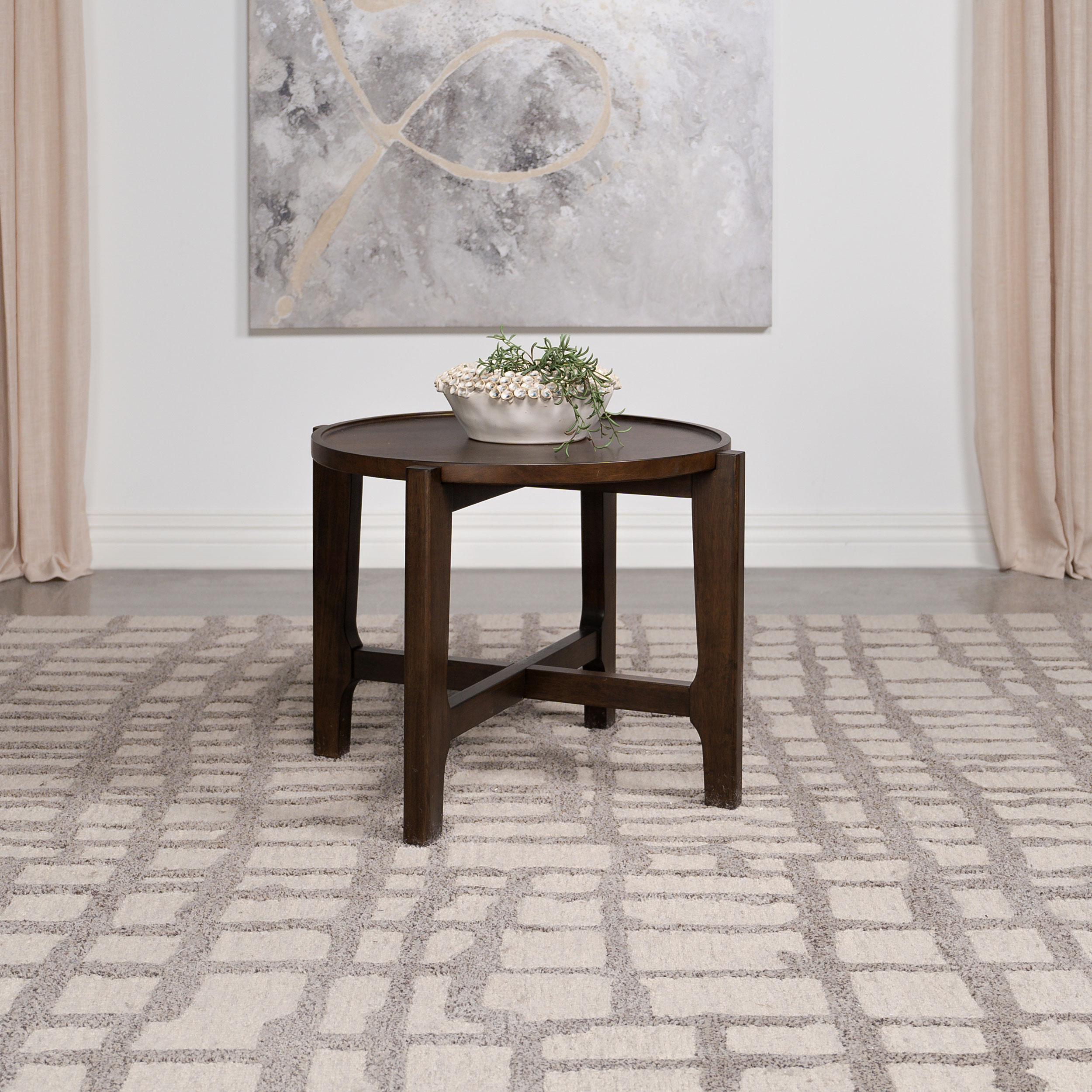 Coaster Furniture Cota 708287 Round Solid Wood End Table - Dark Brown - Image 2
