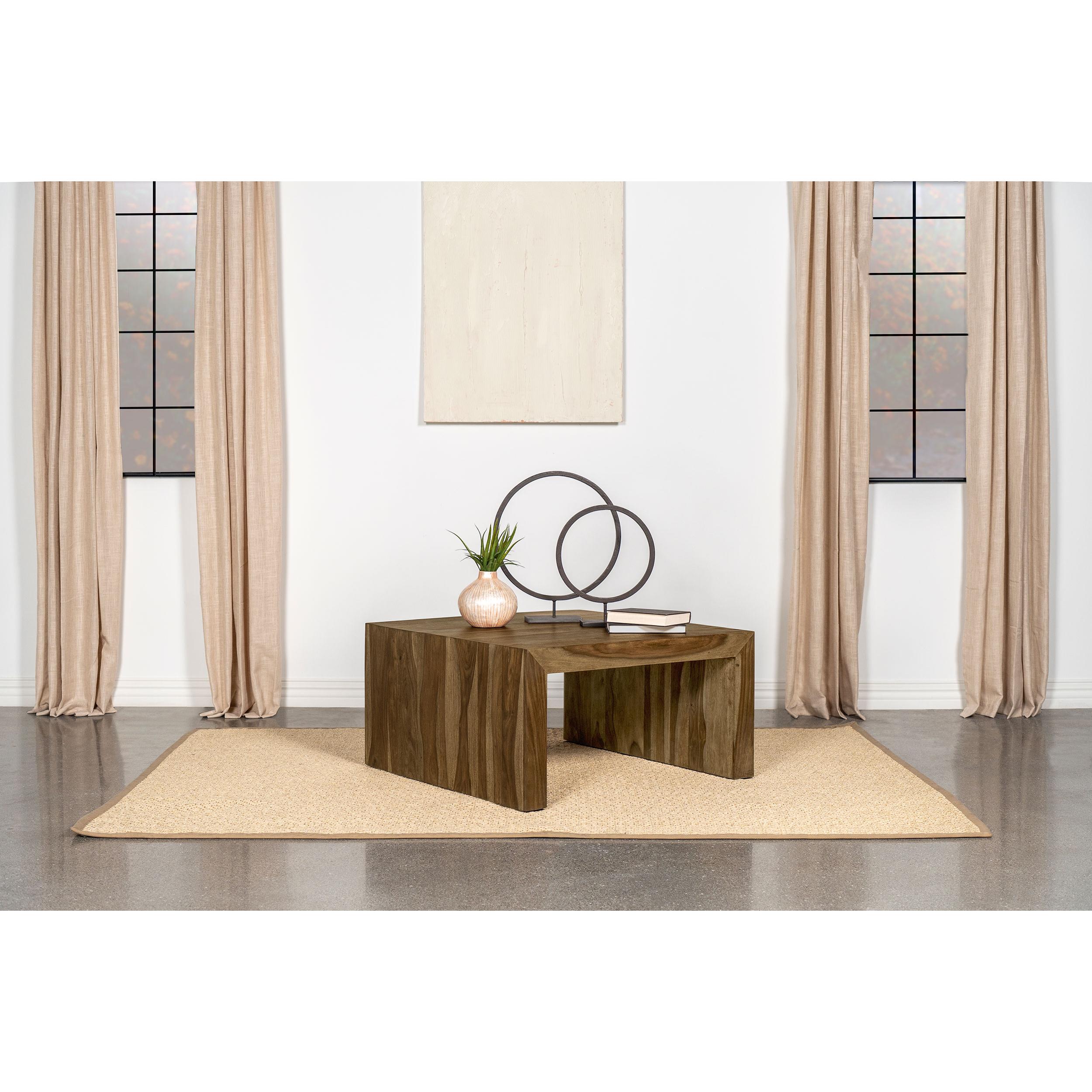 Coaster Furniture Odilia 708418 Square Solid Wood Coffee Table - Auburn - Image 2