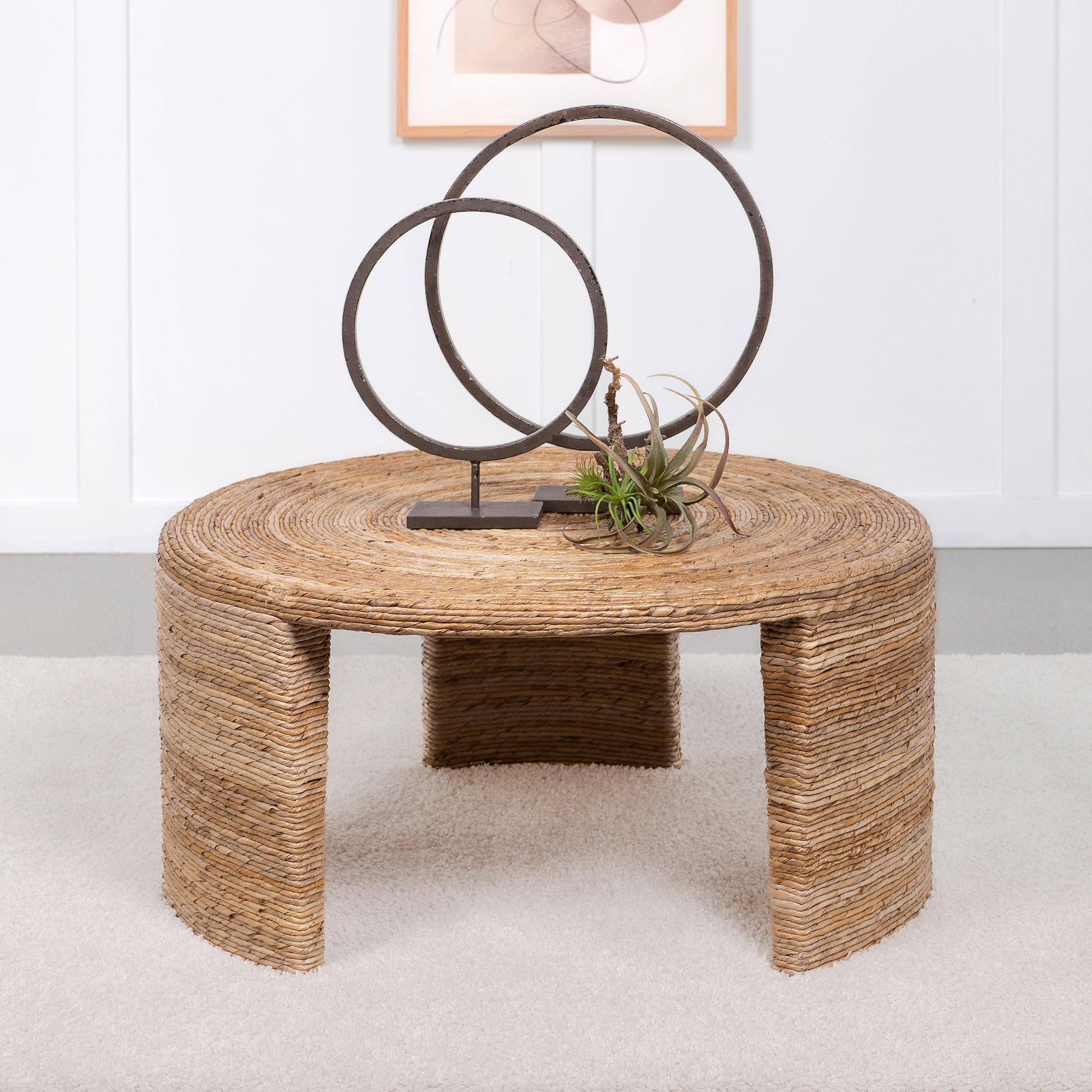 Coaster Furniture Artina 708508 Woven Rattan Round Coffee Table - Natural Brown - Image 2
