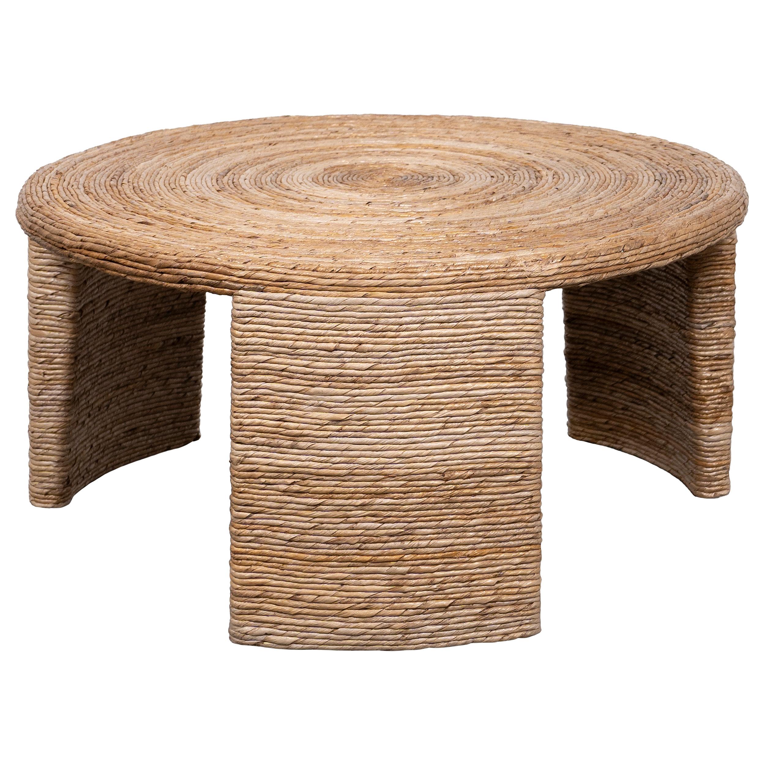 Coaster Furniture Artina 708508 Woven Rattan Round Coffee Table - Natural Brown - Image 3