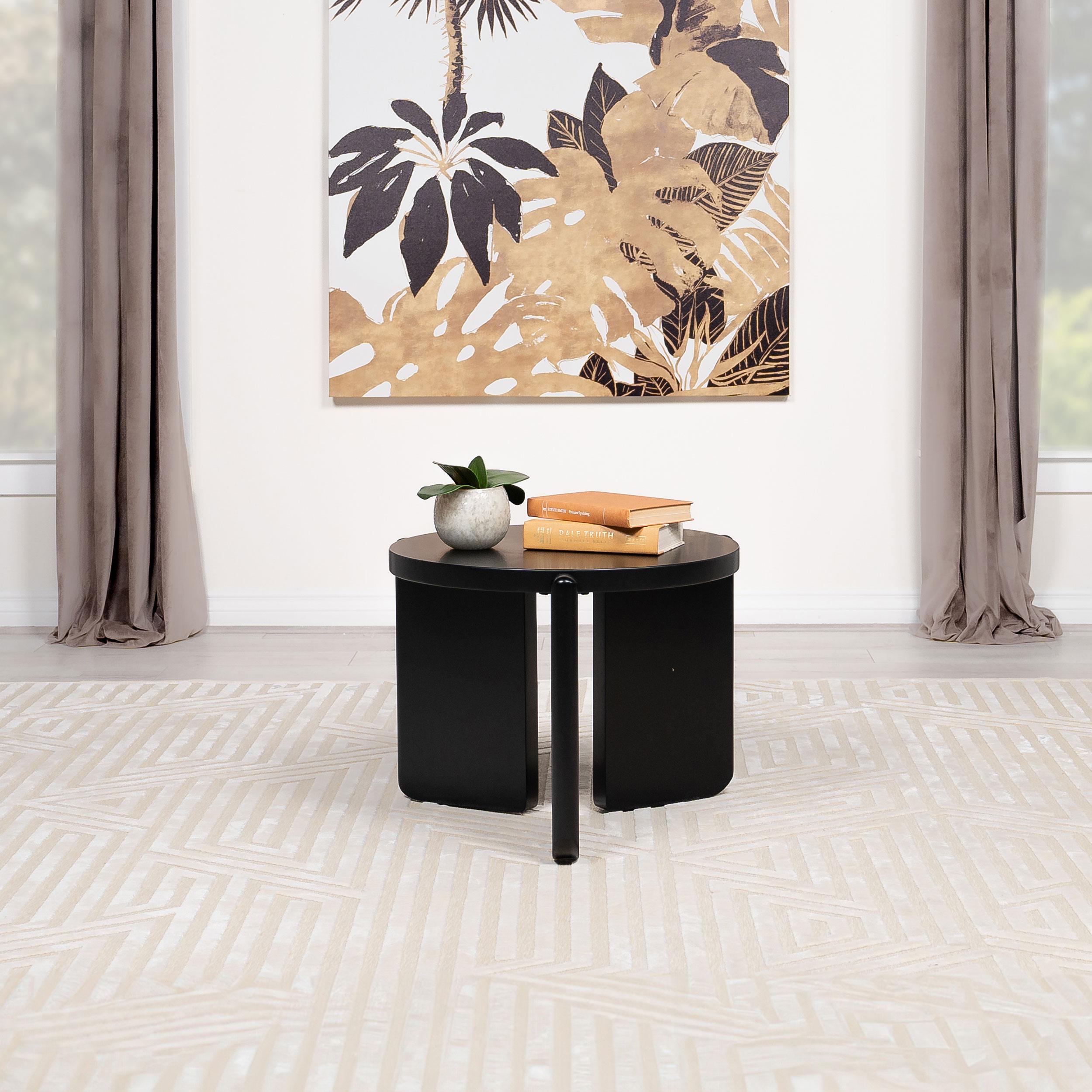 Coaster Furniture Cordova 709677 Round Solid Wood End Table - Black - Image 2
