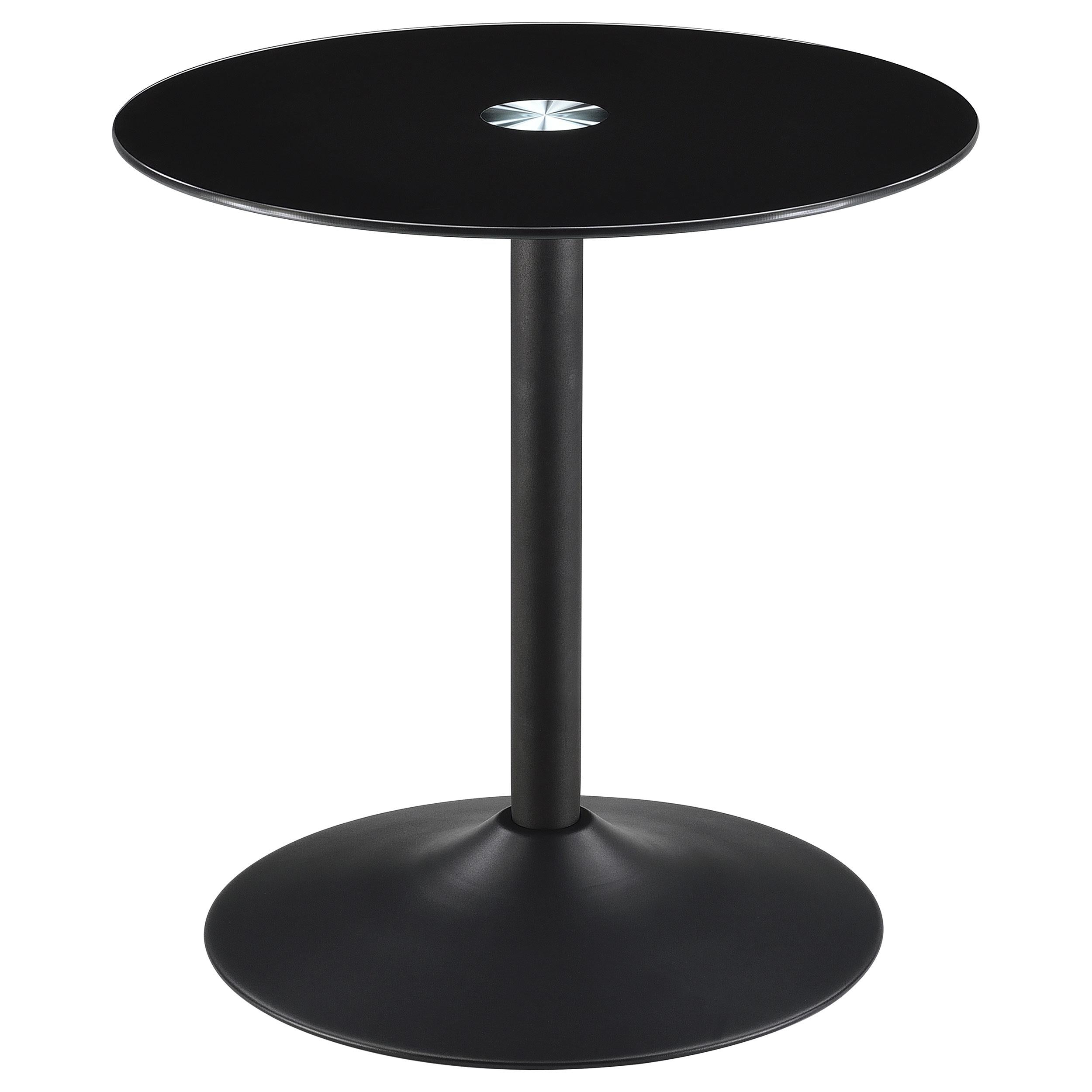 Coaster Furniture Ganso 709687 Round Metal End Table With Tempered Glass Top - Black - Image 1