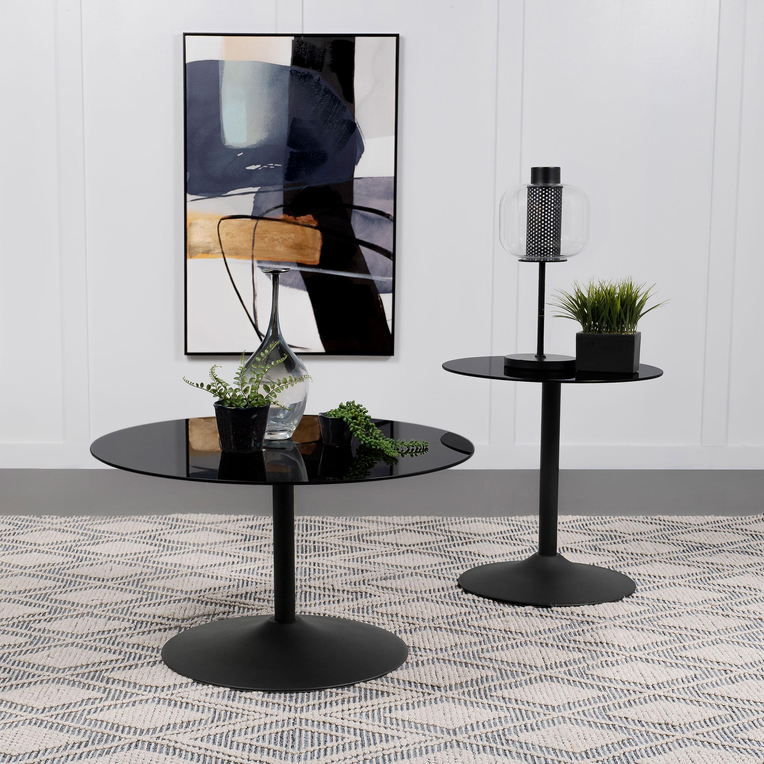 Coaster Furniture Ganso 709687 Round Metal End Table With Tempered Glass Top - Black - Image 3