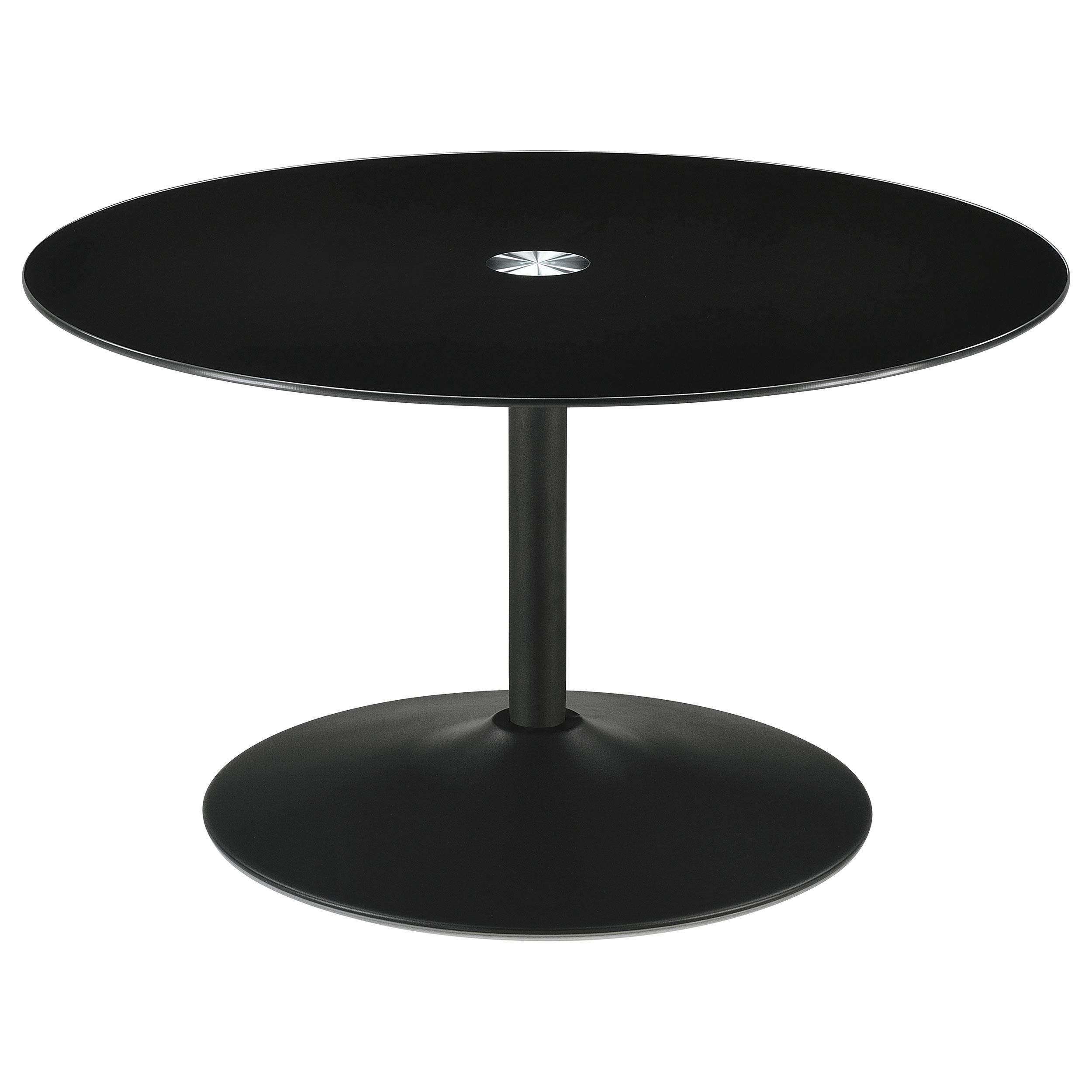 Coaster Furniture Ganso 709688 Round Metal Coffee Table With Tempered Glass Top - Black - Image 1