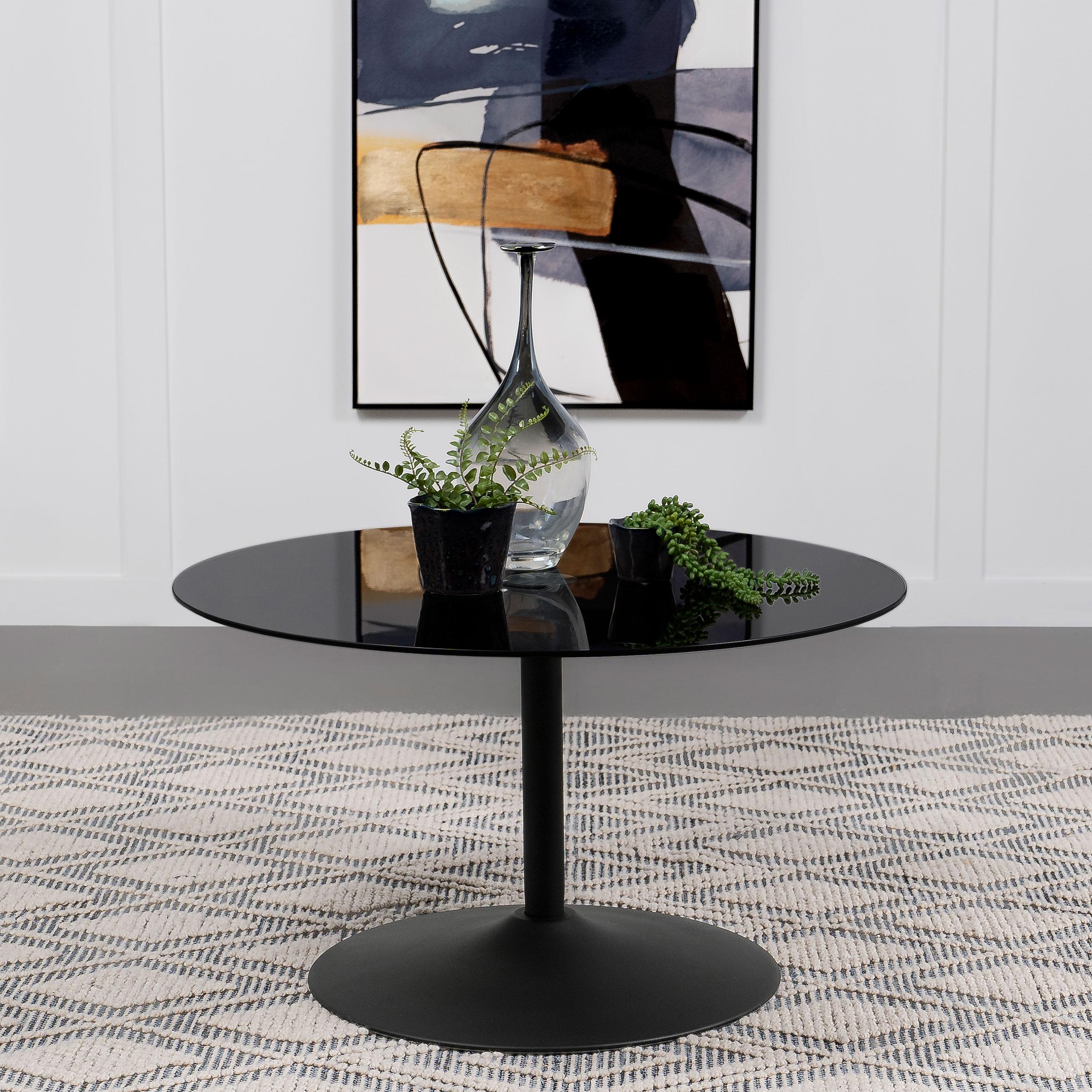 Coaster Furniture Ganso 709688 Round Metal Coffee Table With Tempered Glass Top - Black - Image 2
