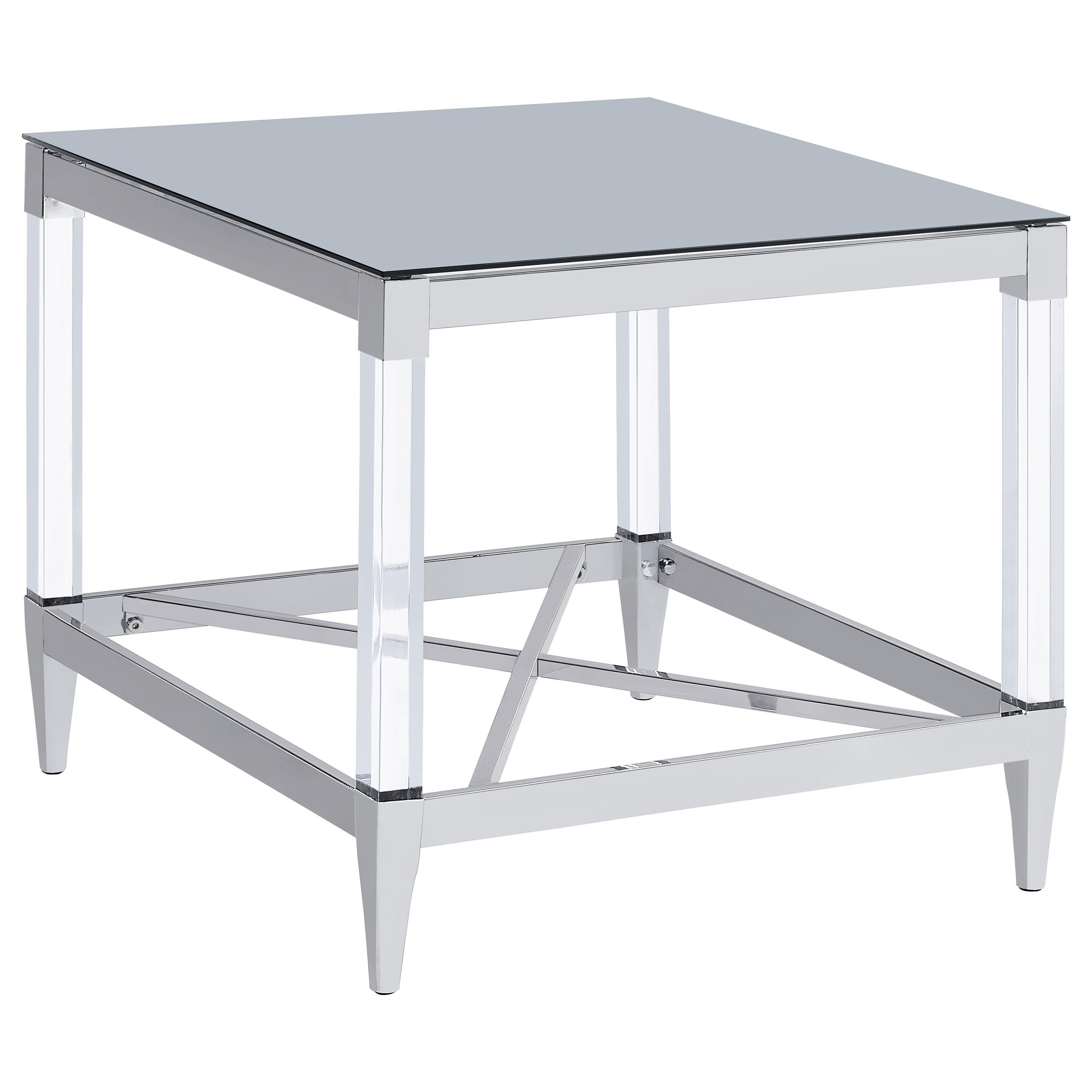 Coaster Furniture Lindley 709727 Square Tempered Mirror Acrylic Side End Table - Chrome - Image 1