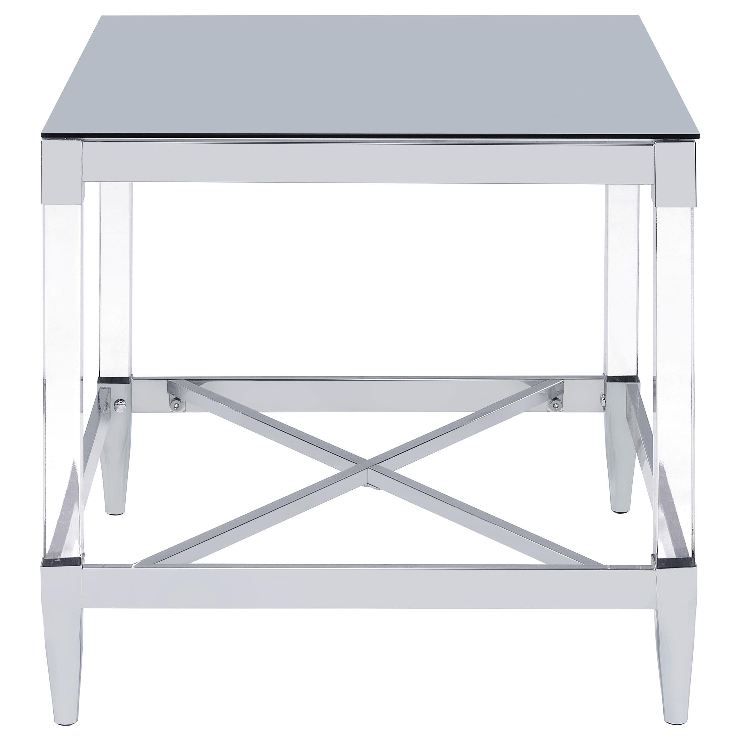 Coaster Furniture Lindley 709727 Square Tempered Mirror Acrylic Side End Table - Chrome - Image 2