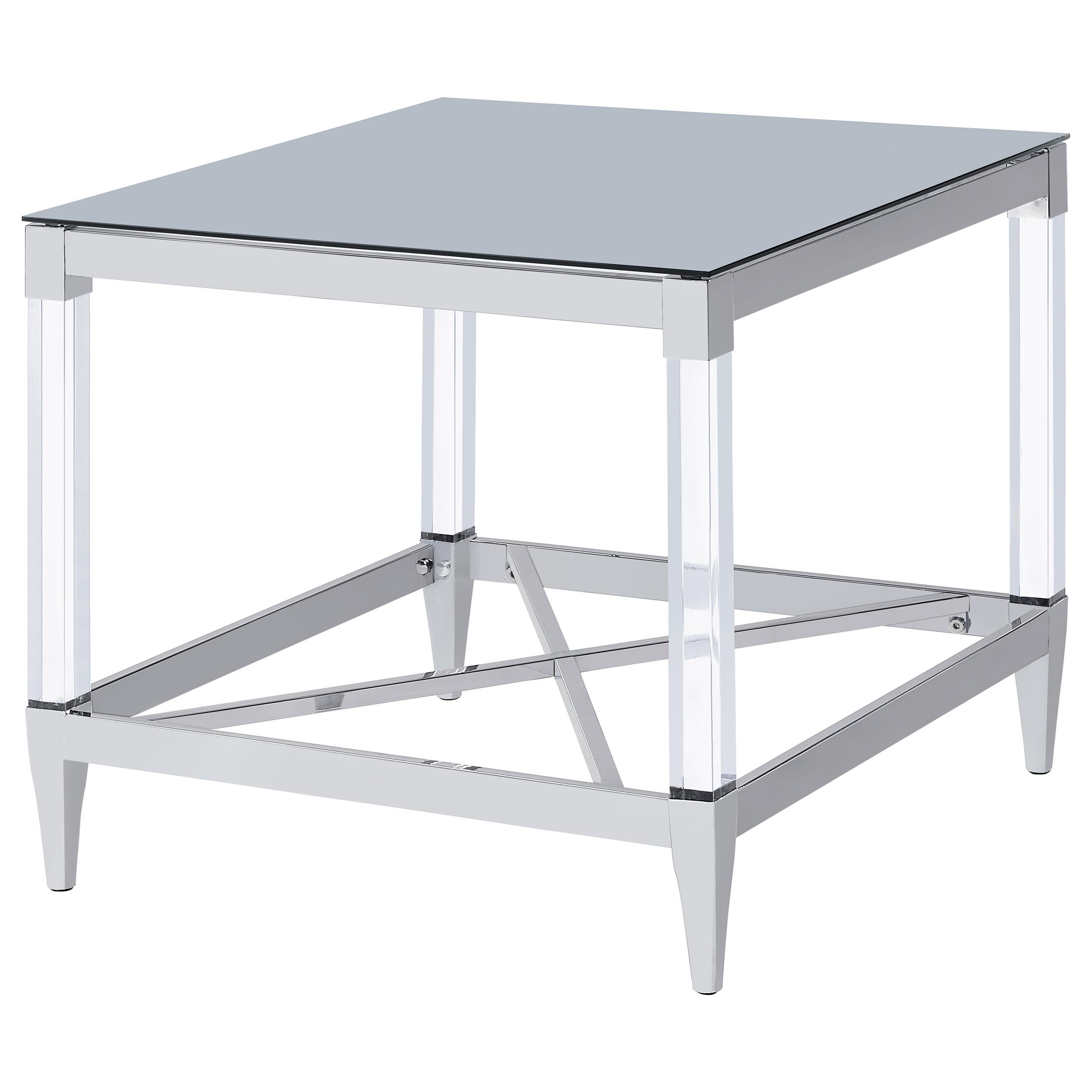 Coaster Furniture Lindley 709727 Square Tempered Mirror Acrylic Side End Table - Chrome - Image 3