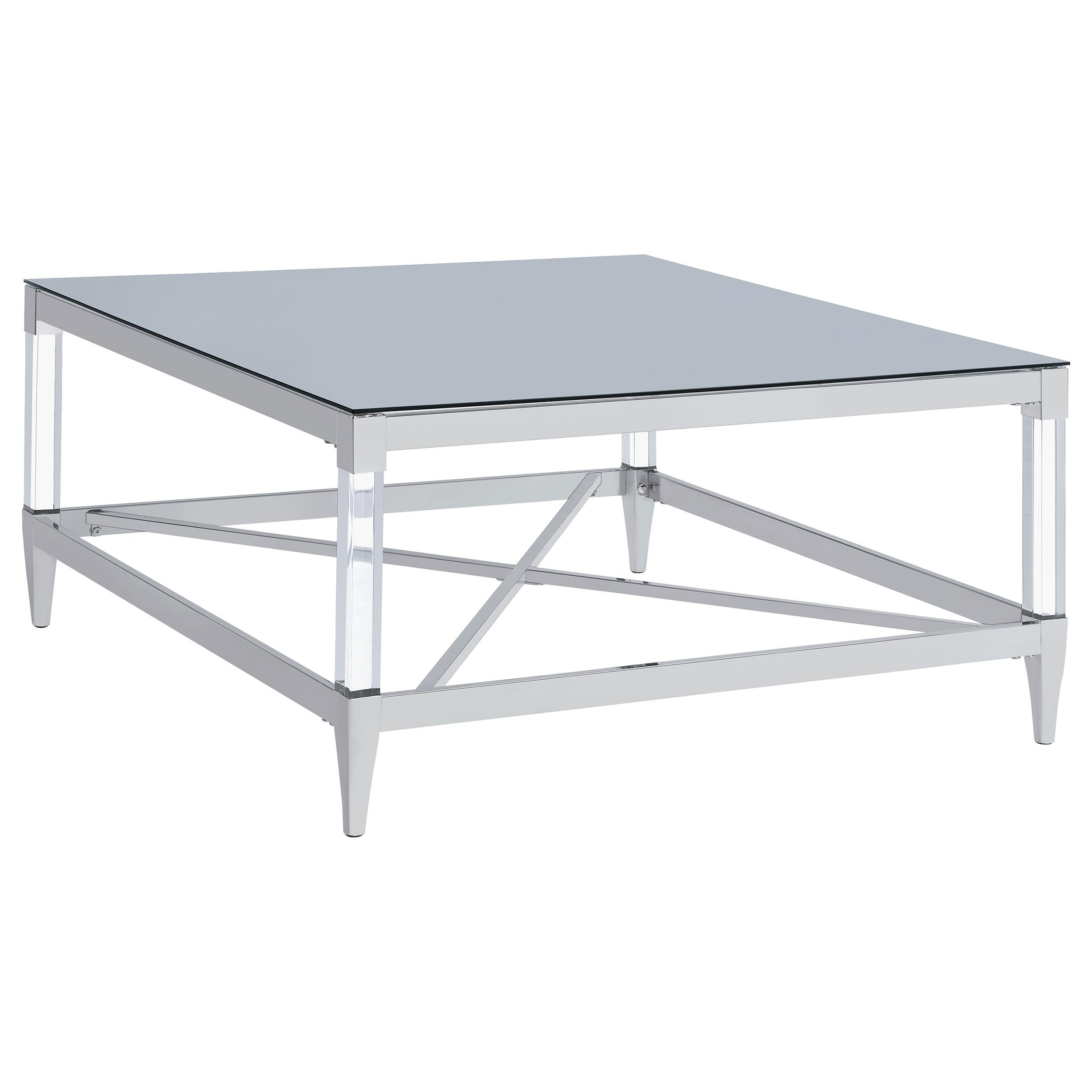 Coaster Furniture Lindley 709728 Square Tempered Mirror Acrylic Coffee Table - Chrome - Image 1