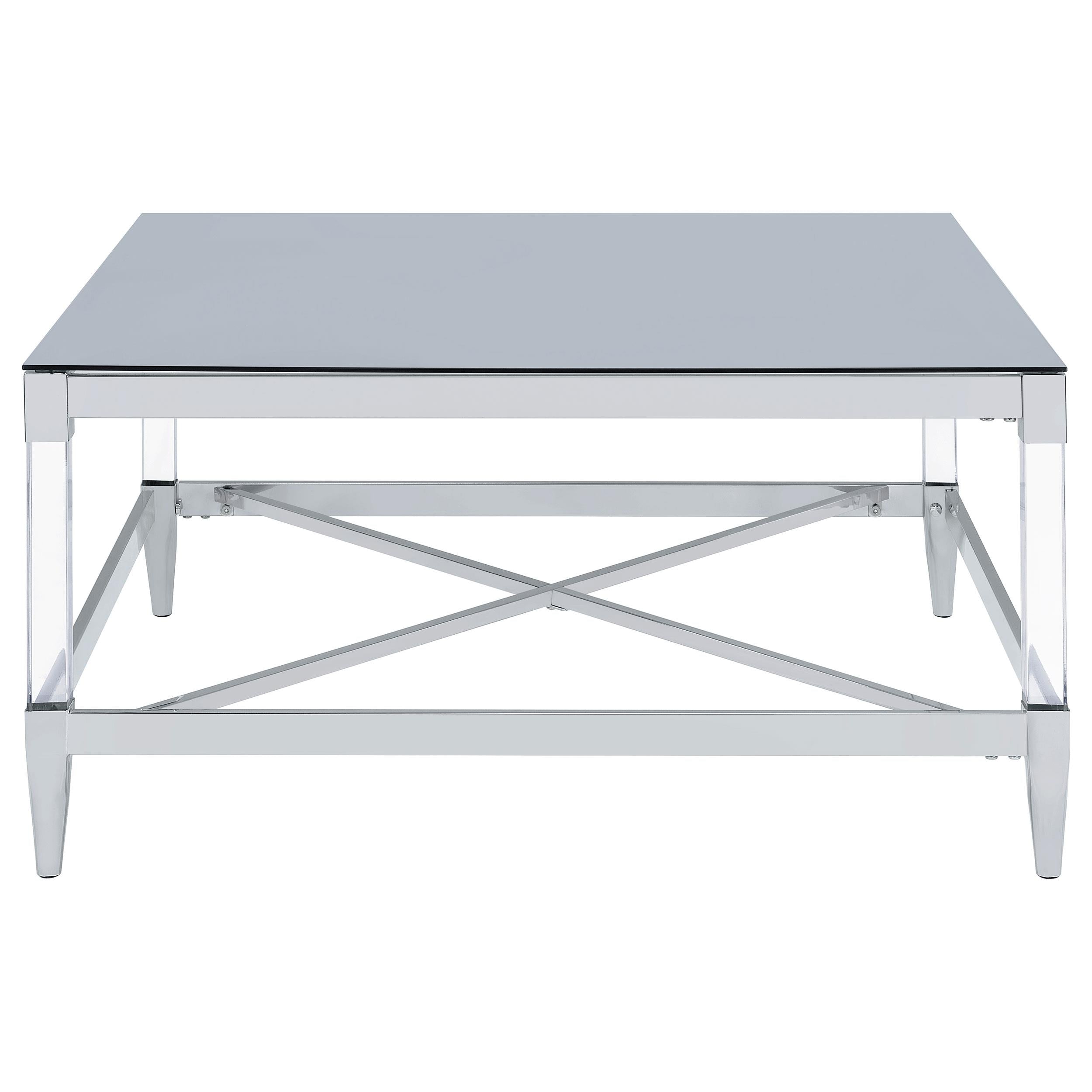 Coaster Furniture Lindley 709728 Square Tempered Mirror Acrylic Coffee Table - Chrome - Image 2