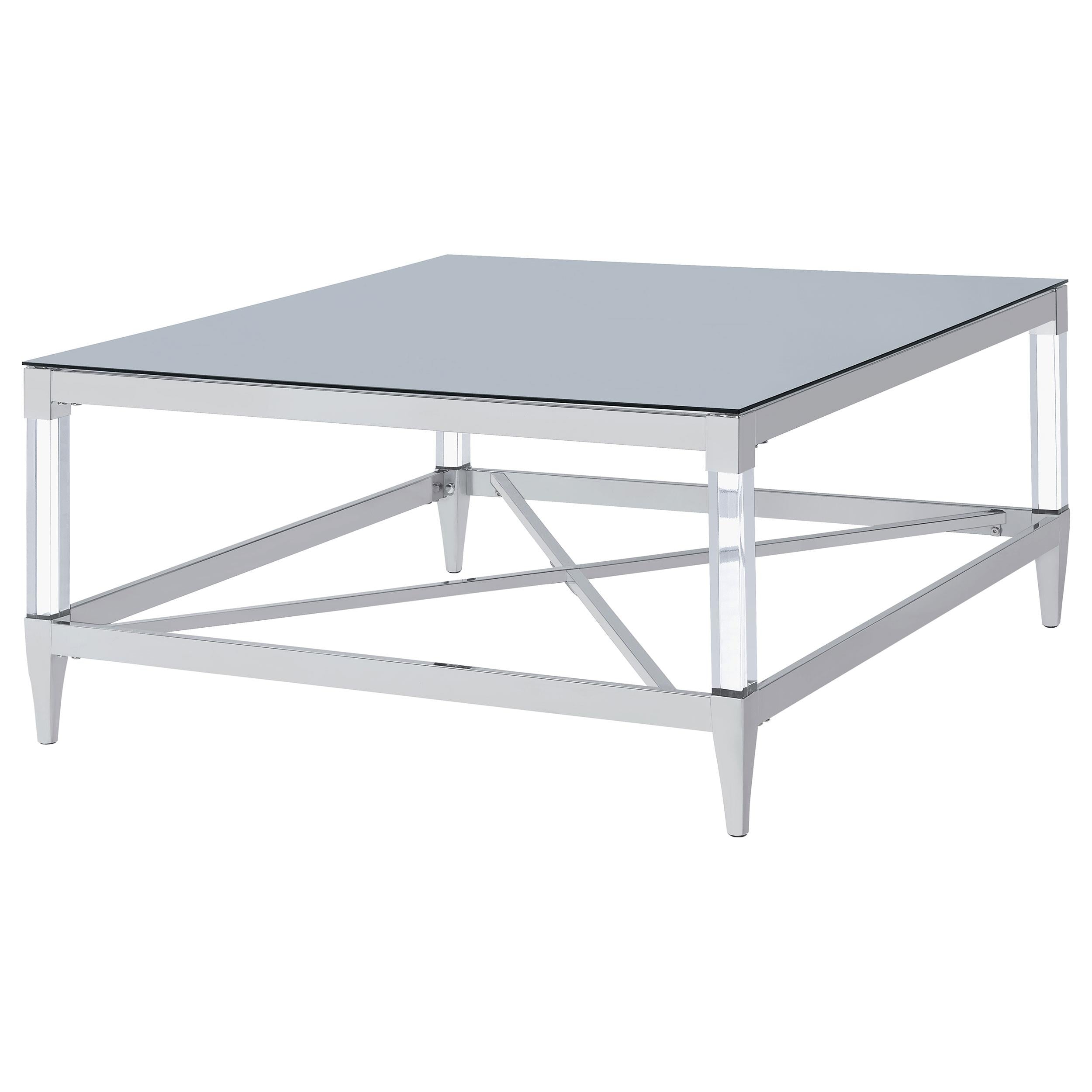 Coaster Furniture Lindley 709728 Square Tempered Mirror Acrylic Coffee Table - Chrome - Image 3