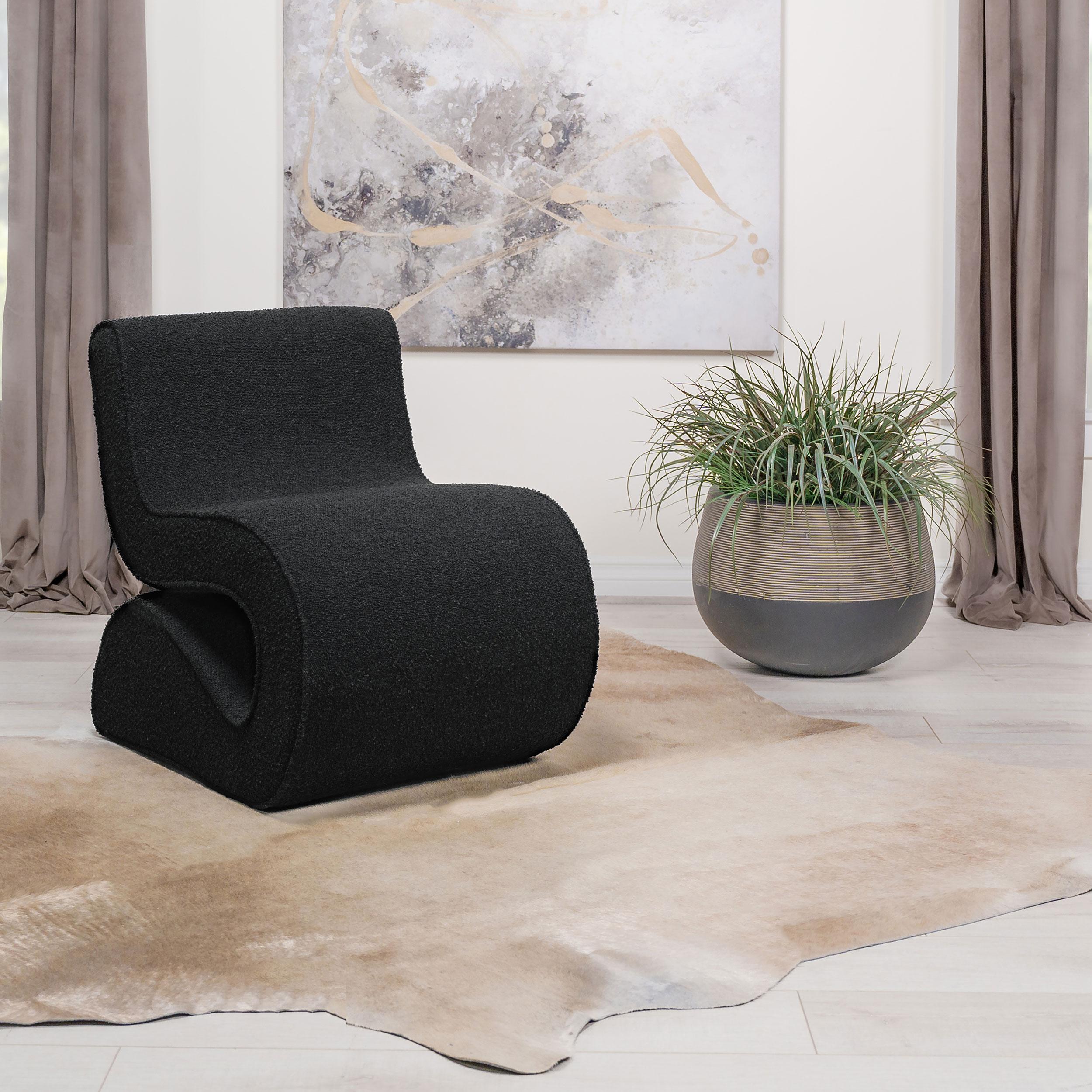 Coaster Furniture Ronea 903155 Boucle Upholstered Armless Curved Chair - Charcoal - Image 2