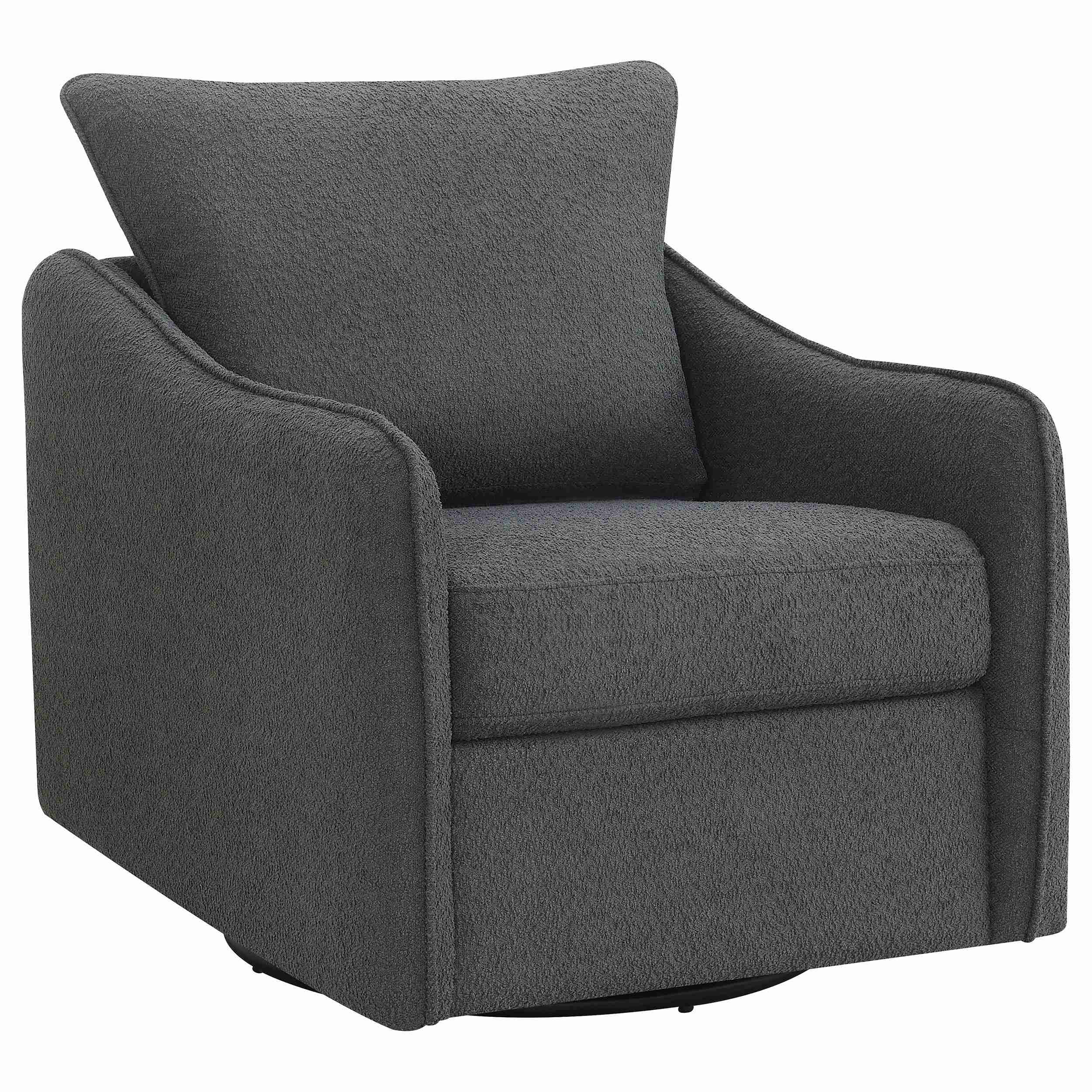 Coaster Furniture Madia 903393 Upholstered Sloped Arm Swivel Glider Chair - Charcoal - Image 1