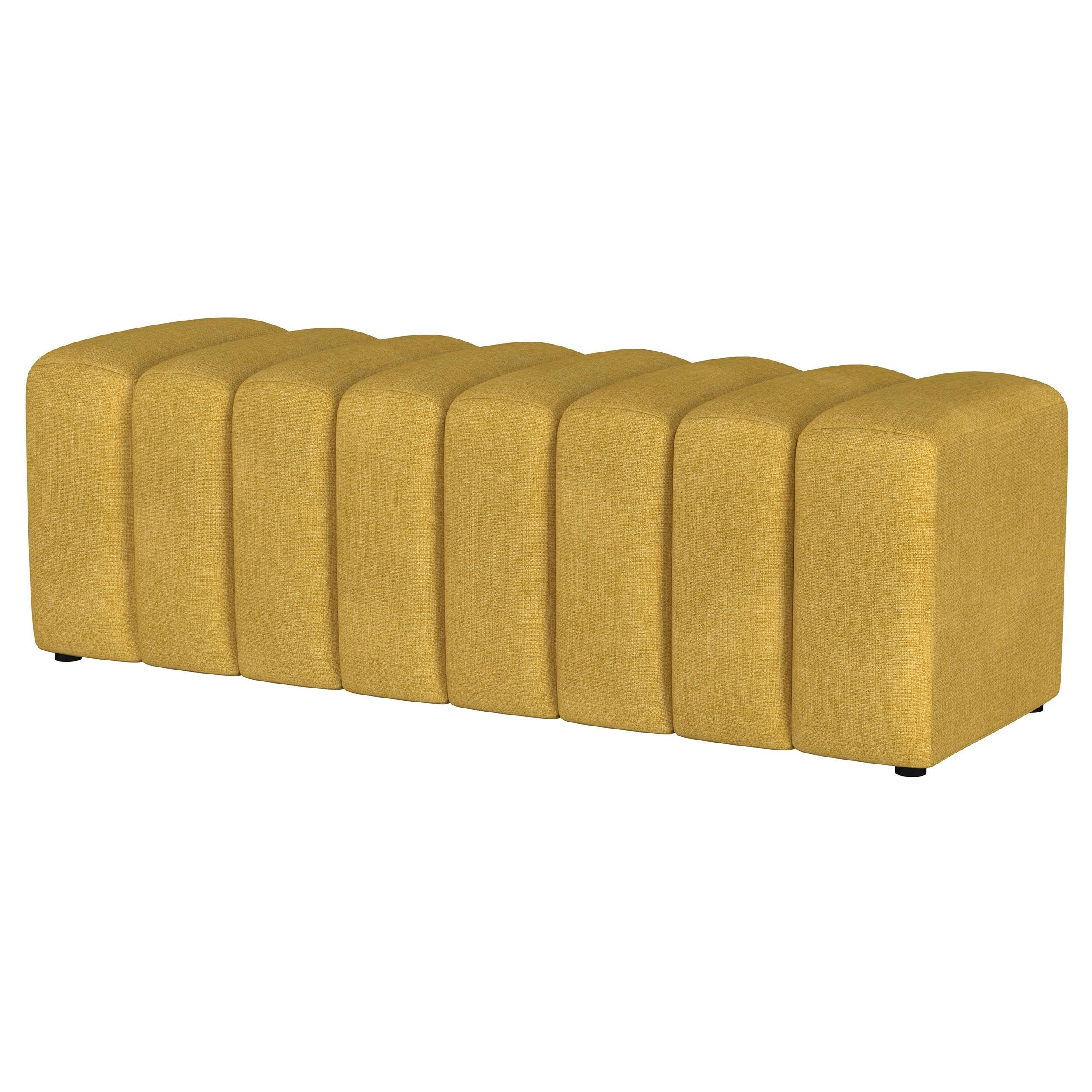 Coaster Furniture Summer 910292 Fabric Upholstered Tufted Accent Bench - Mustard Yellow - Image 3