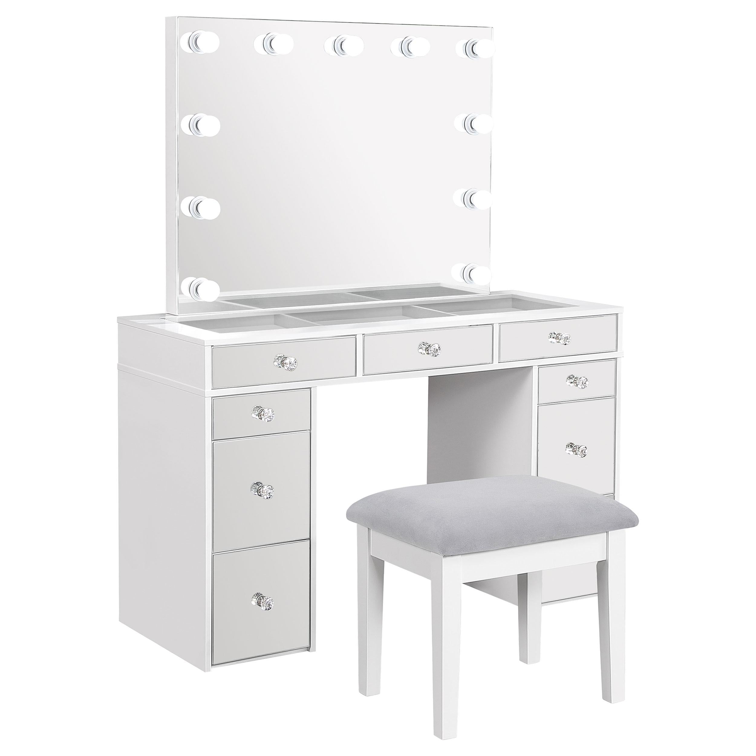Coaster Furniture Regina 930245 Makeup Vanity Table Set with Lighting – White