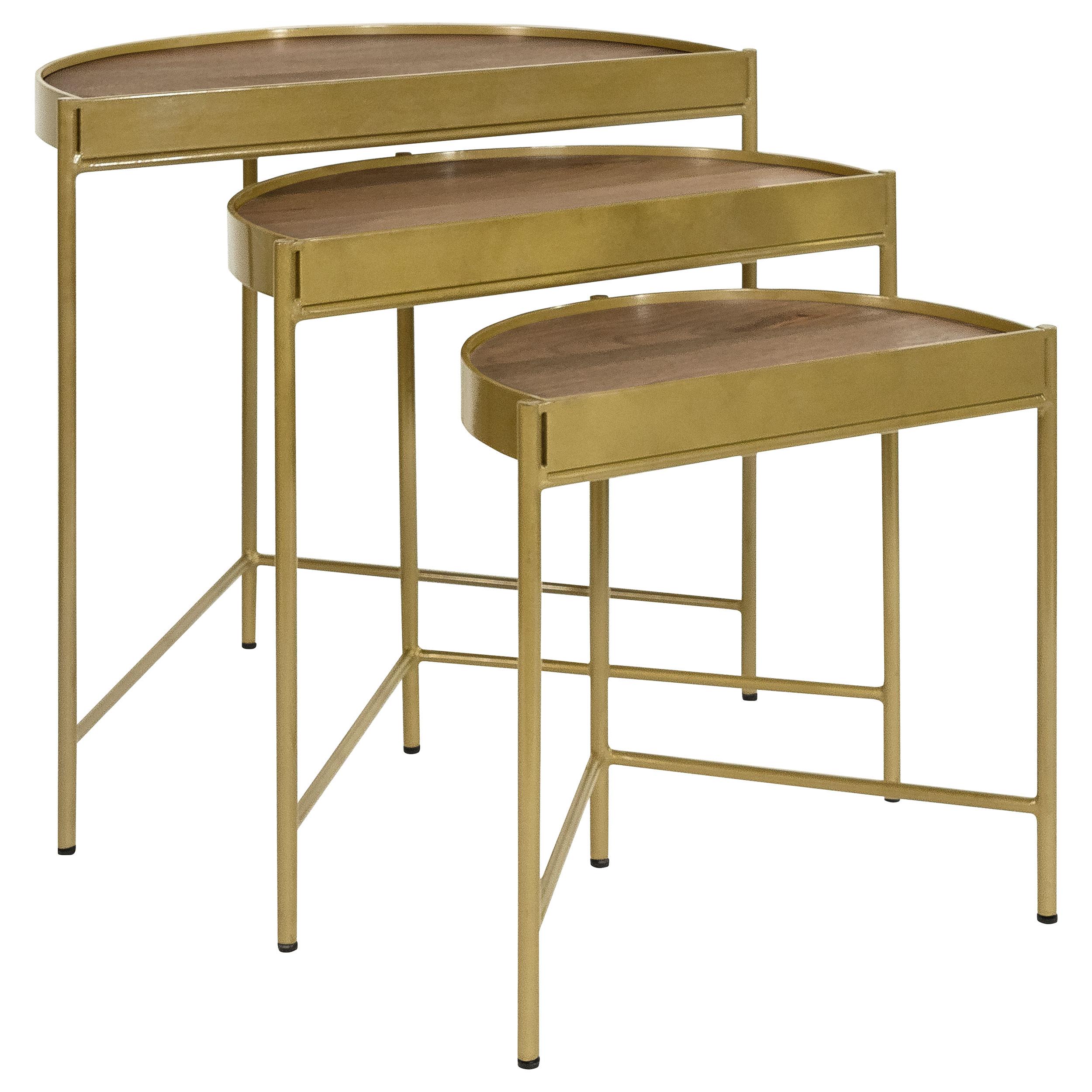 Coaster Furniture Tristen 936156 3-Piece Demilune Nesting Table - Brown and Gold - Image 1